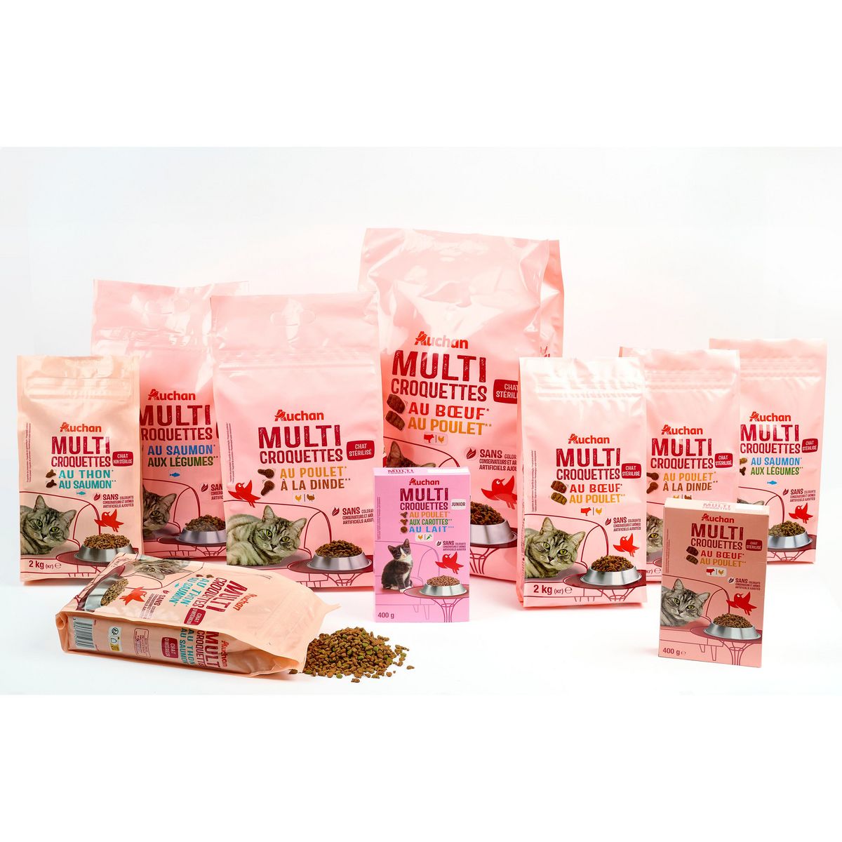 AUCHAN Multi croquettes au saumon et légumes pour chat stérilisé 2kg