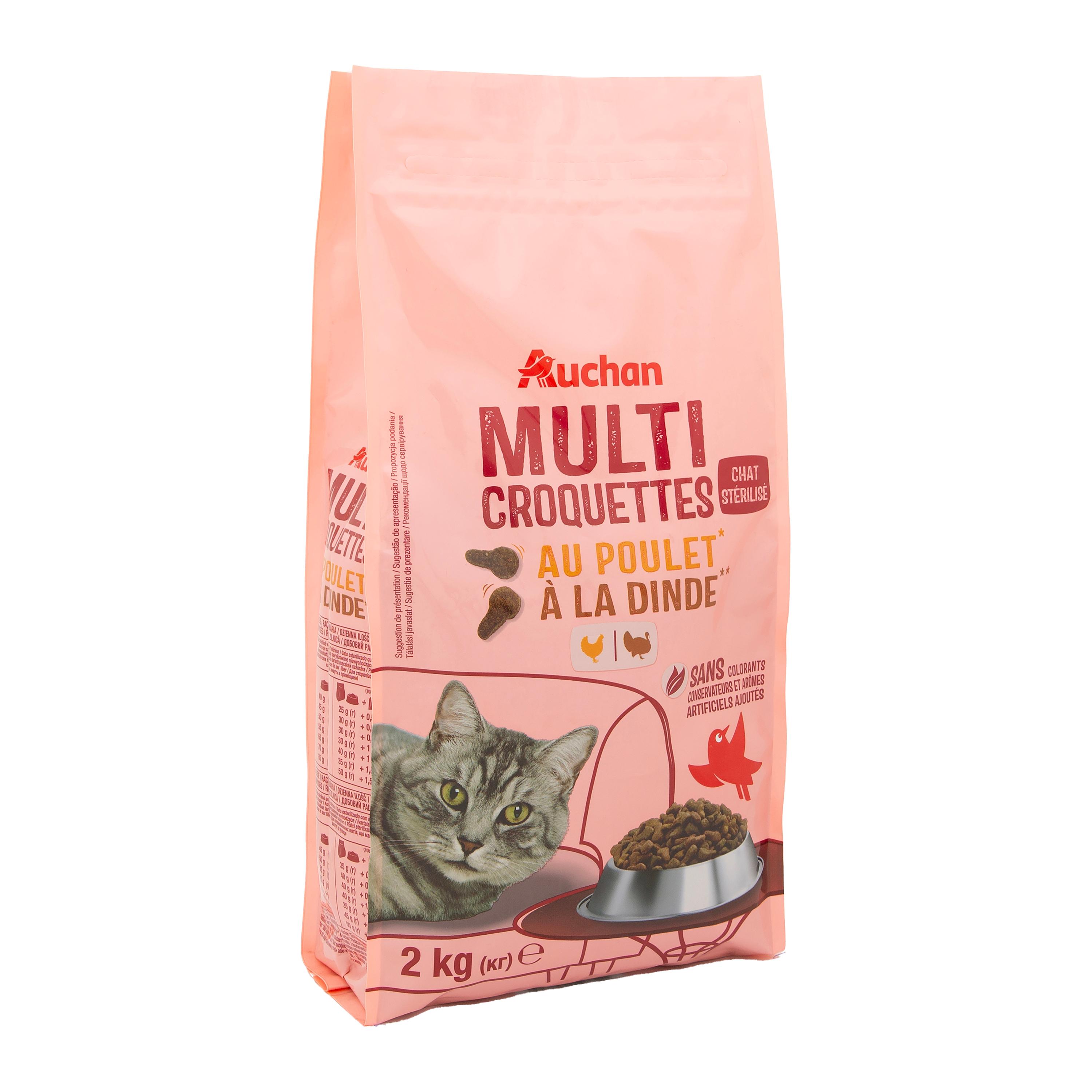 Voir la diapositive 2 : AUCHAN Multi croquettes au poulet et à la dinde pour chat stérilisé 2kg