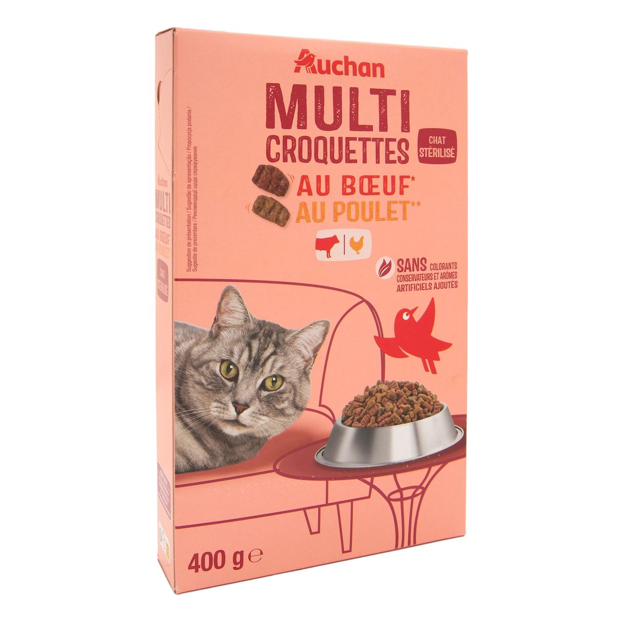 AUCHAN Multi croquettes au boeuf et au poulet pour chat stérilisé 400g