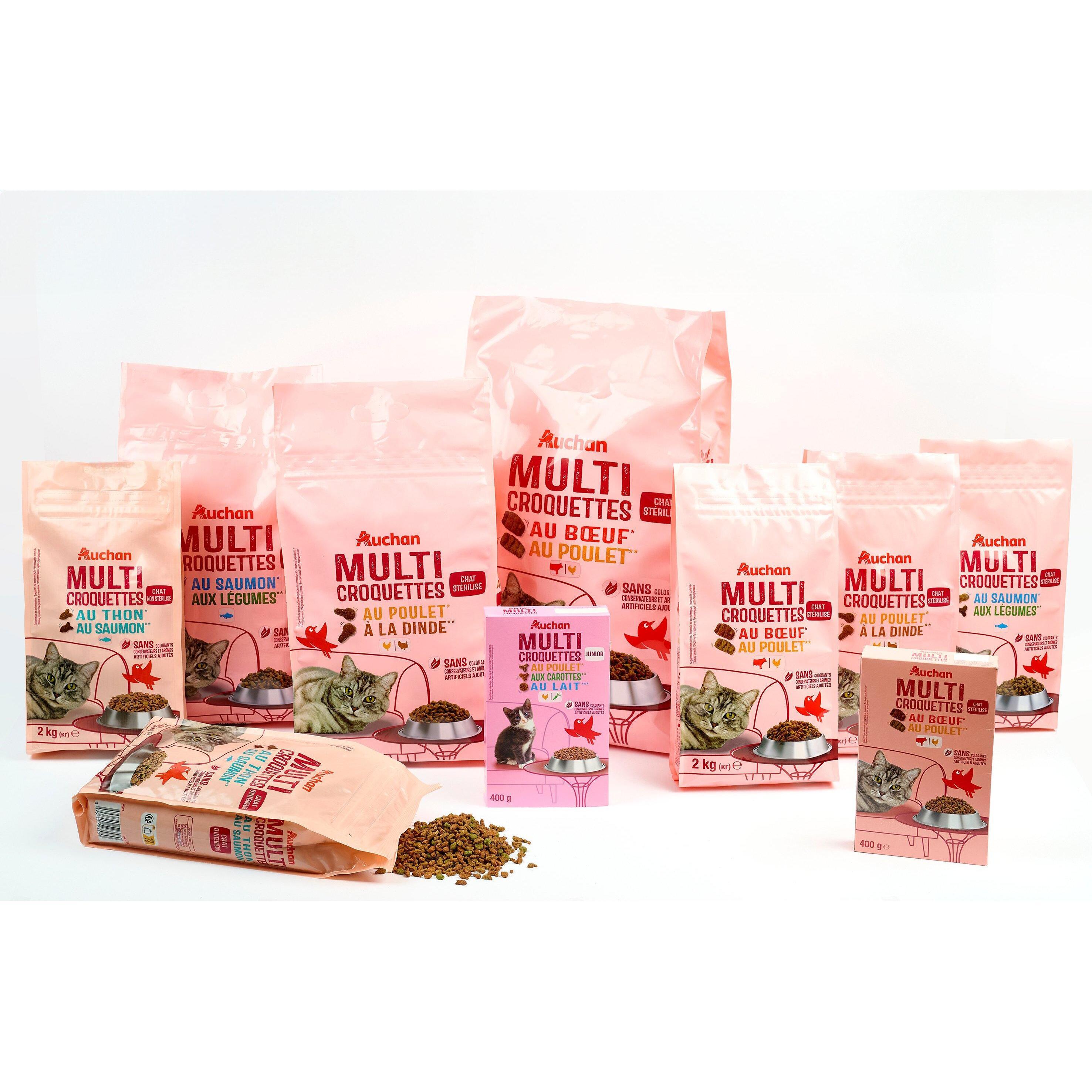 Voir la diapositive 4 : AUCHAN Multi croquettes au boeuf et au poulet pour chat stérilisé 400g