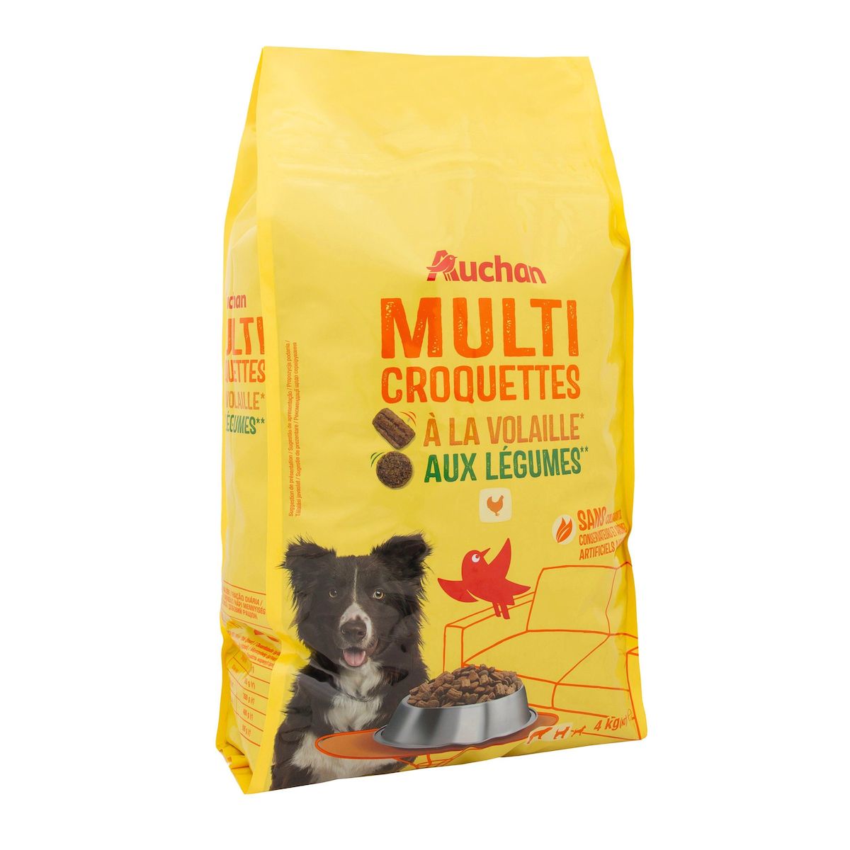 AUCHAN Multi croquettes à la volaille et aux légumes pour moyen et grand chien 4kg