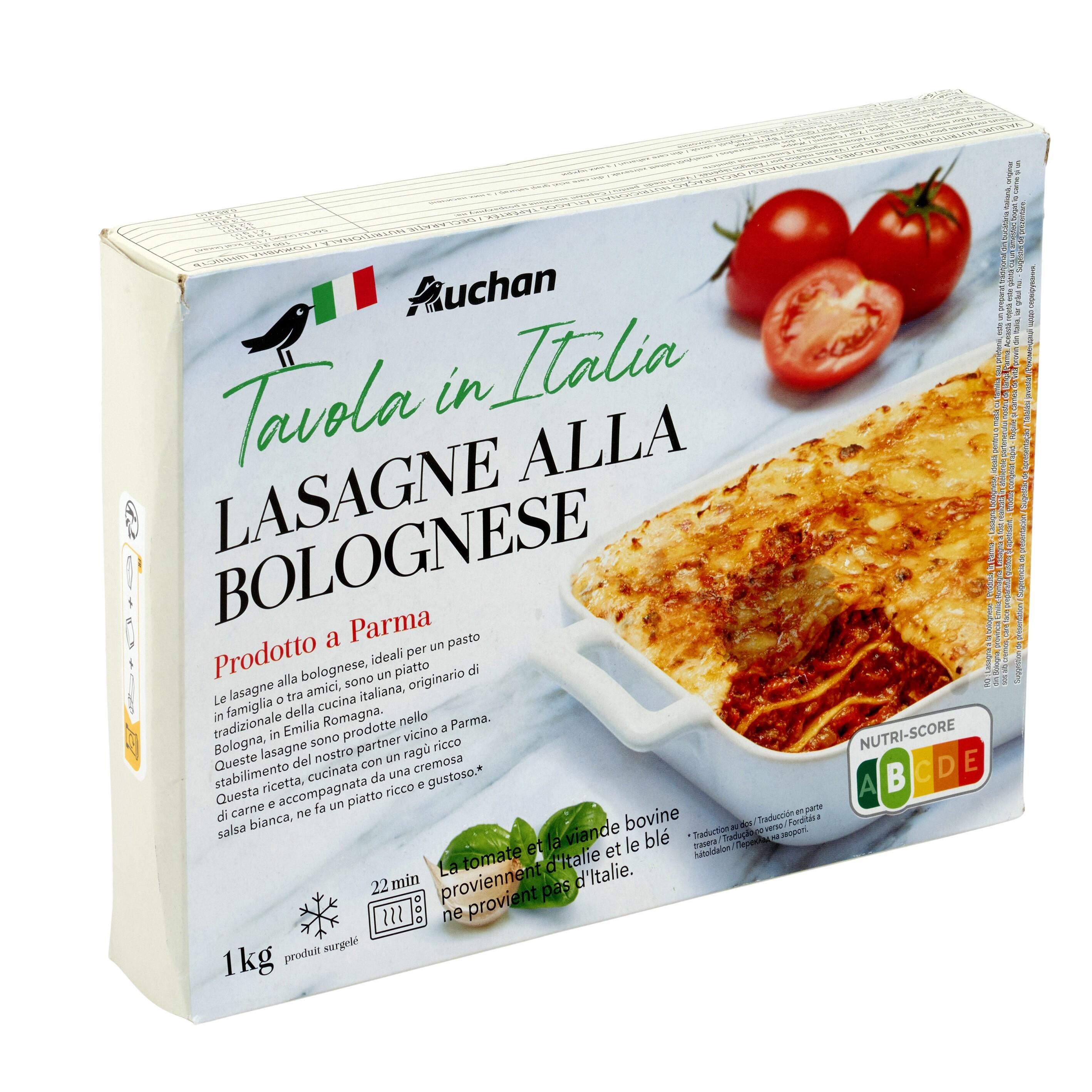 Voir la diapositive 3 : AUCHAN TAVOLA IN ITALIA Lasagnes à la bolognèse 1kg