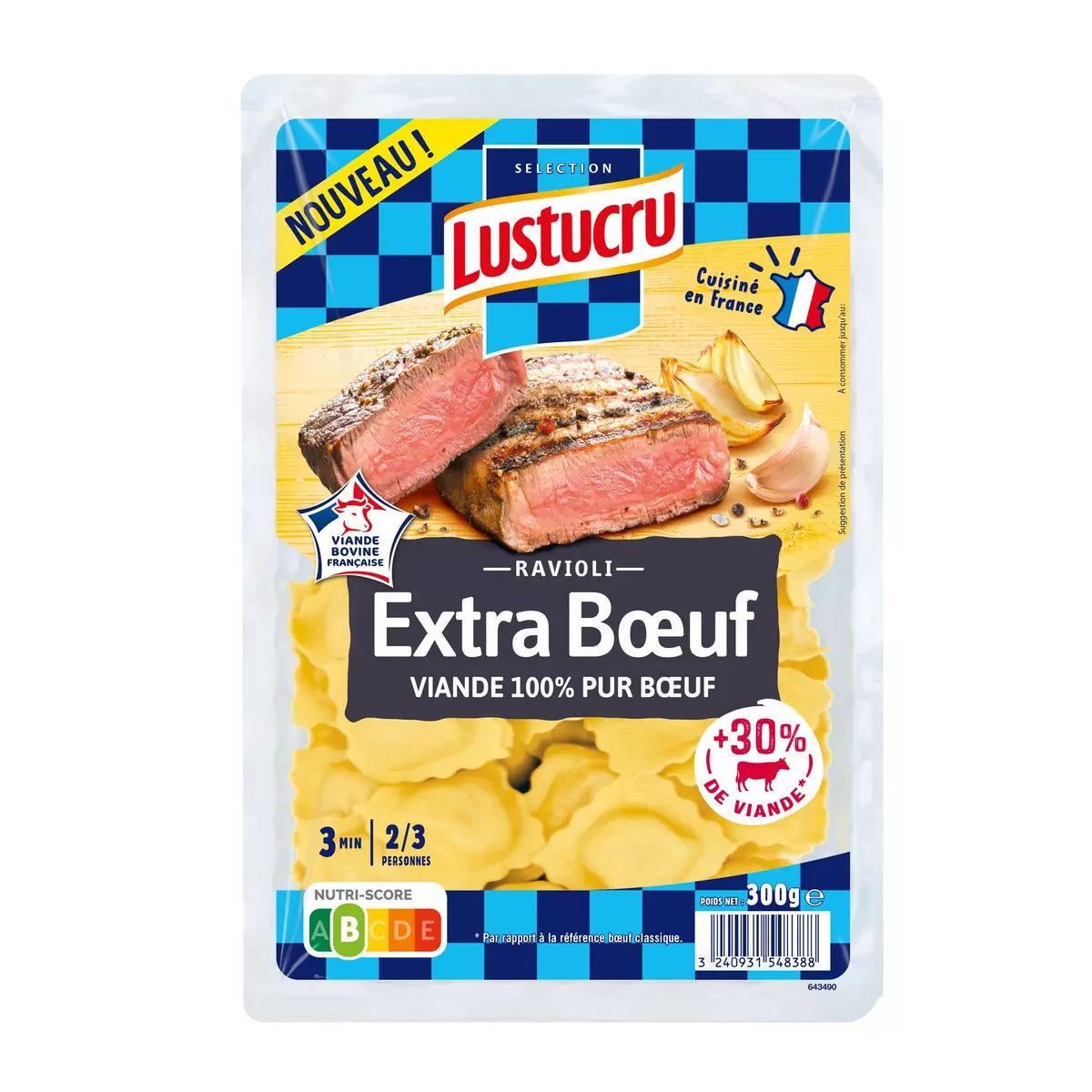 LUSTUCRU Ravioli extra boeuf 2-3 portions 300g