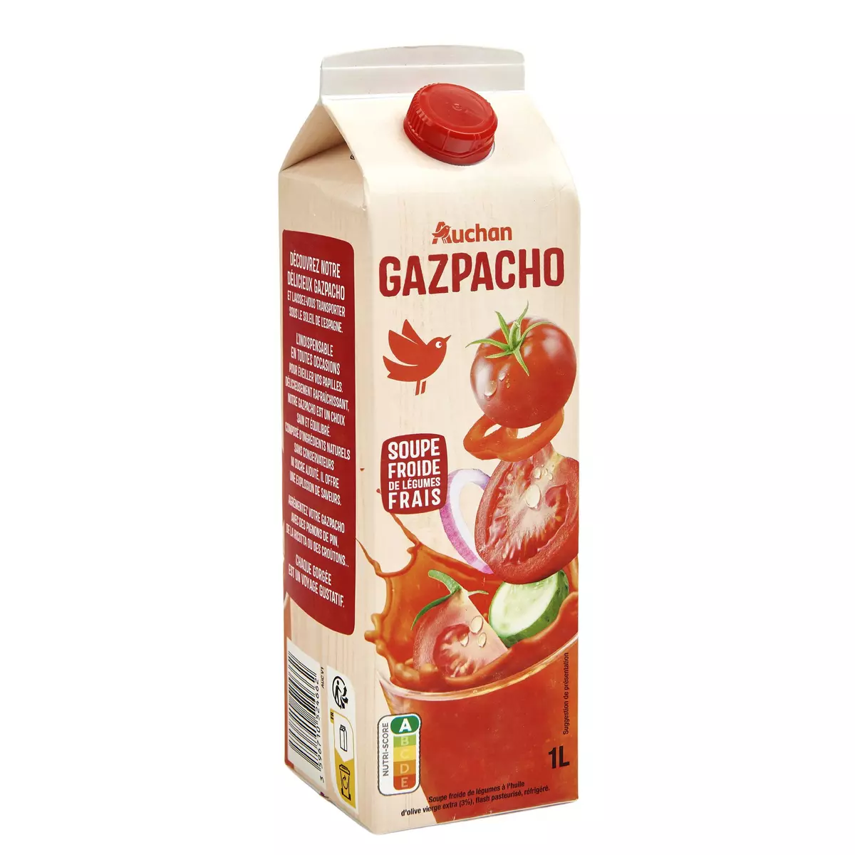 AUCHAN Gazpacho Soupe froide de légumes frais 1l