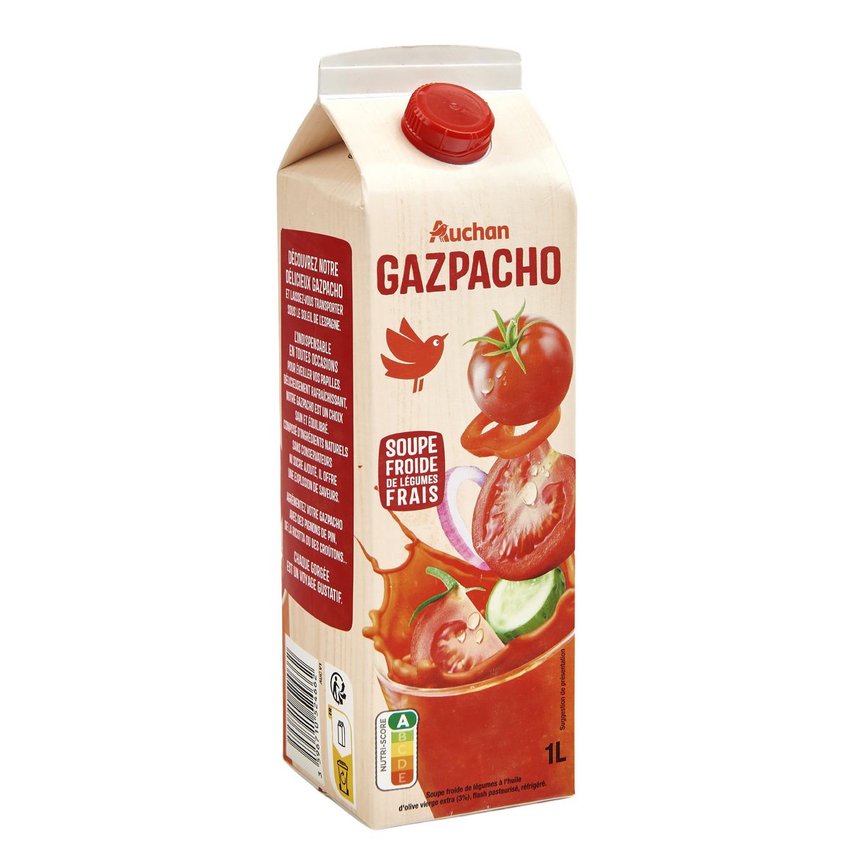 AUCHAN Gazpacho Soupe froide de légumes frais 1l