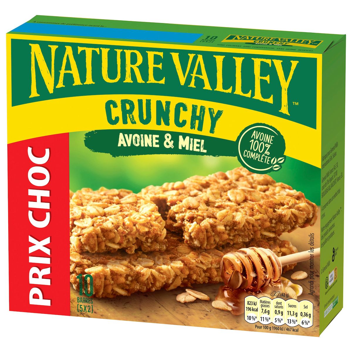 NATURE VALLEY Barres de céréales crunchy à l'avoine et miel 6x42g