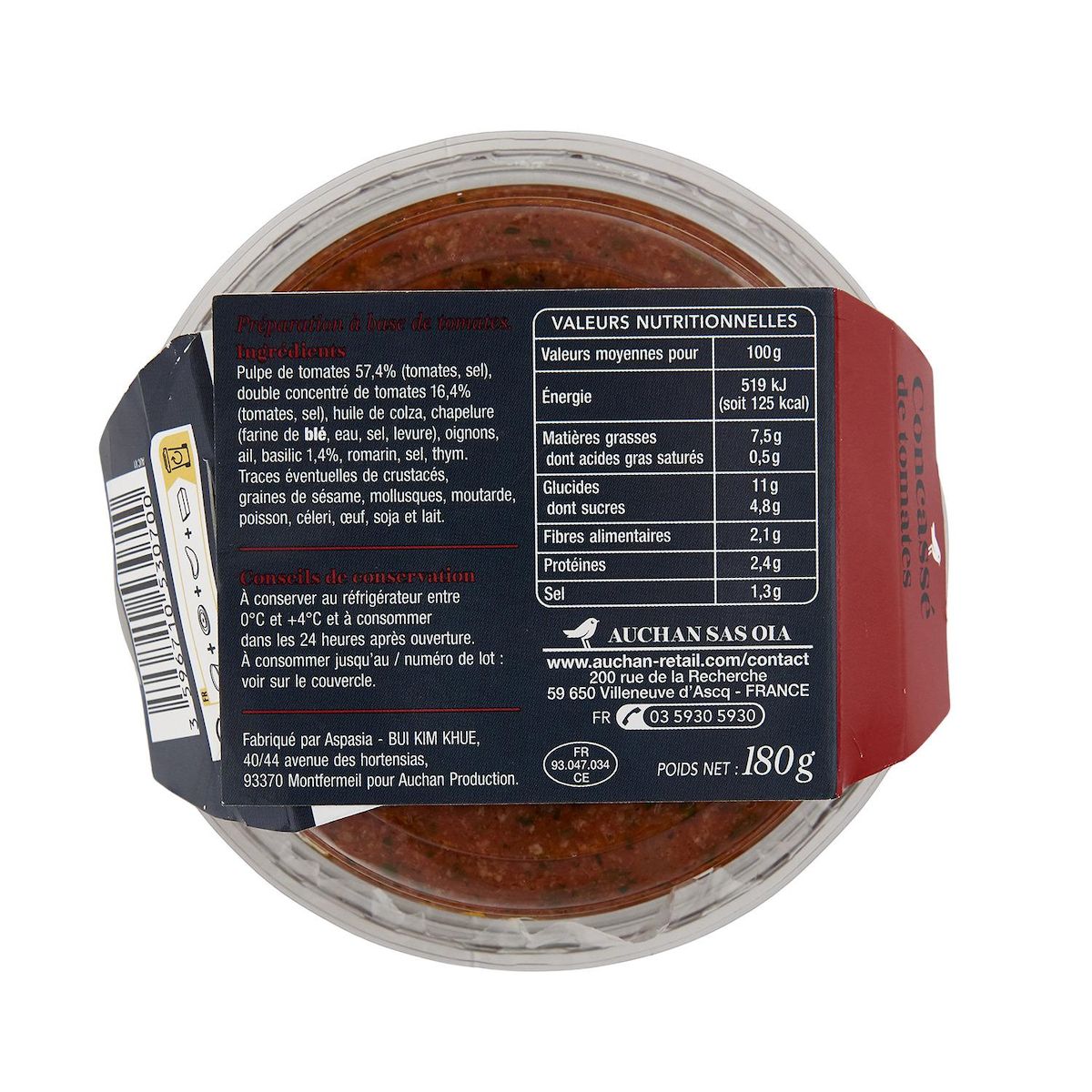 AUCHAN COLLECTION Concassé de tomates 180g