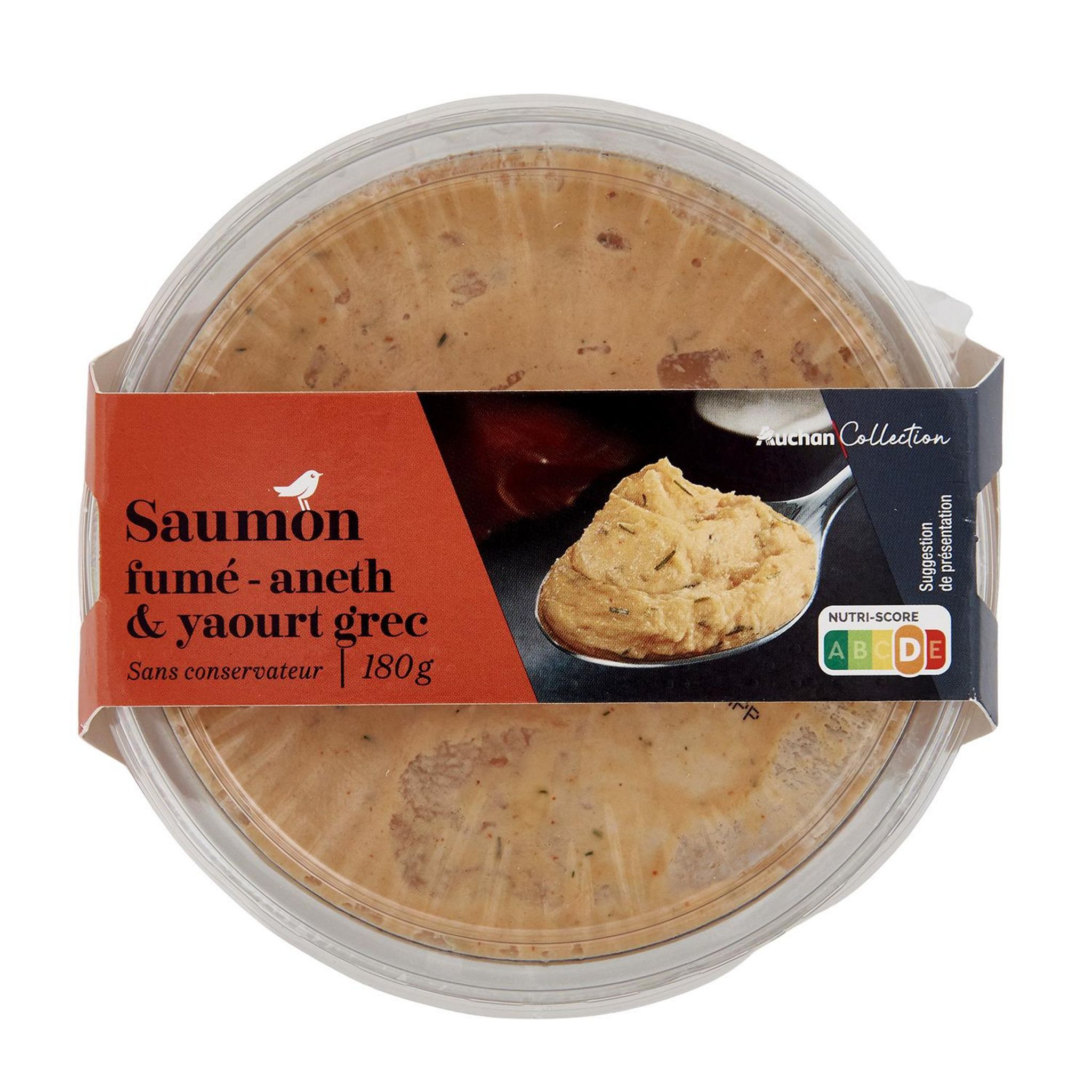 Voir la diapositive 4 : AUCHAN COLLECTION Tartinable saumon fumé aneth et yaourt grec 180g