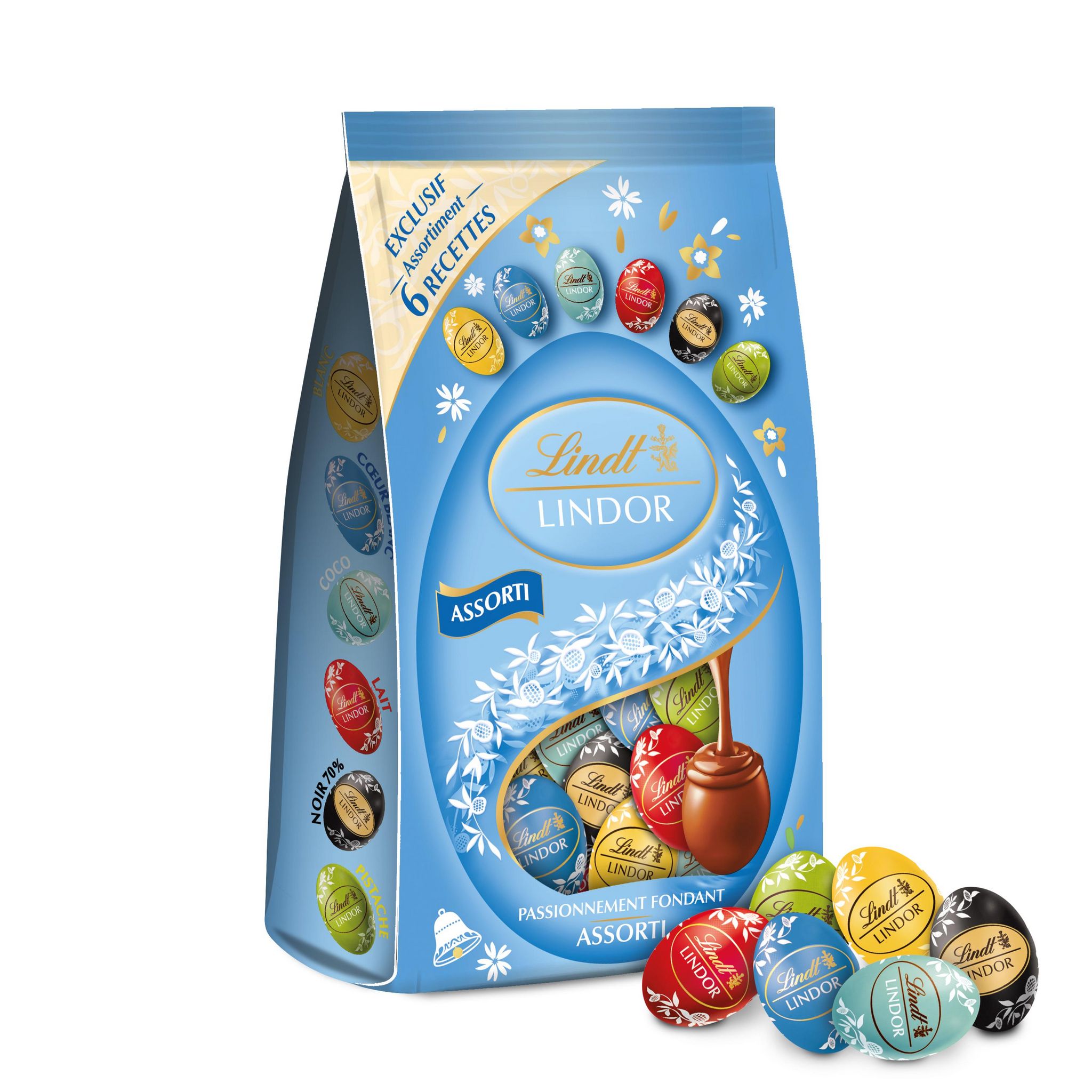 LINDT Assortiment de bouchées de chocolats au lait, noir et blanc 350g