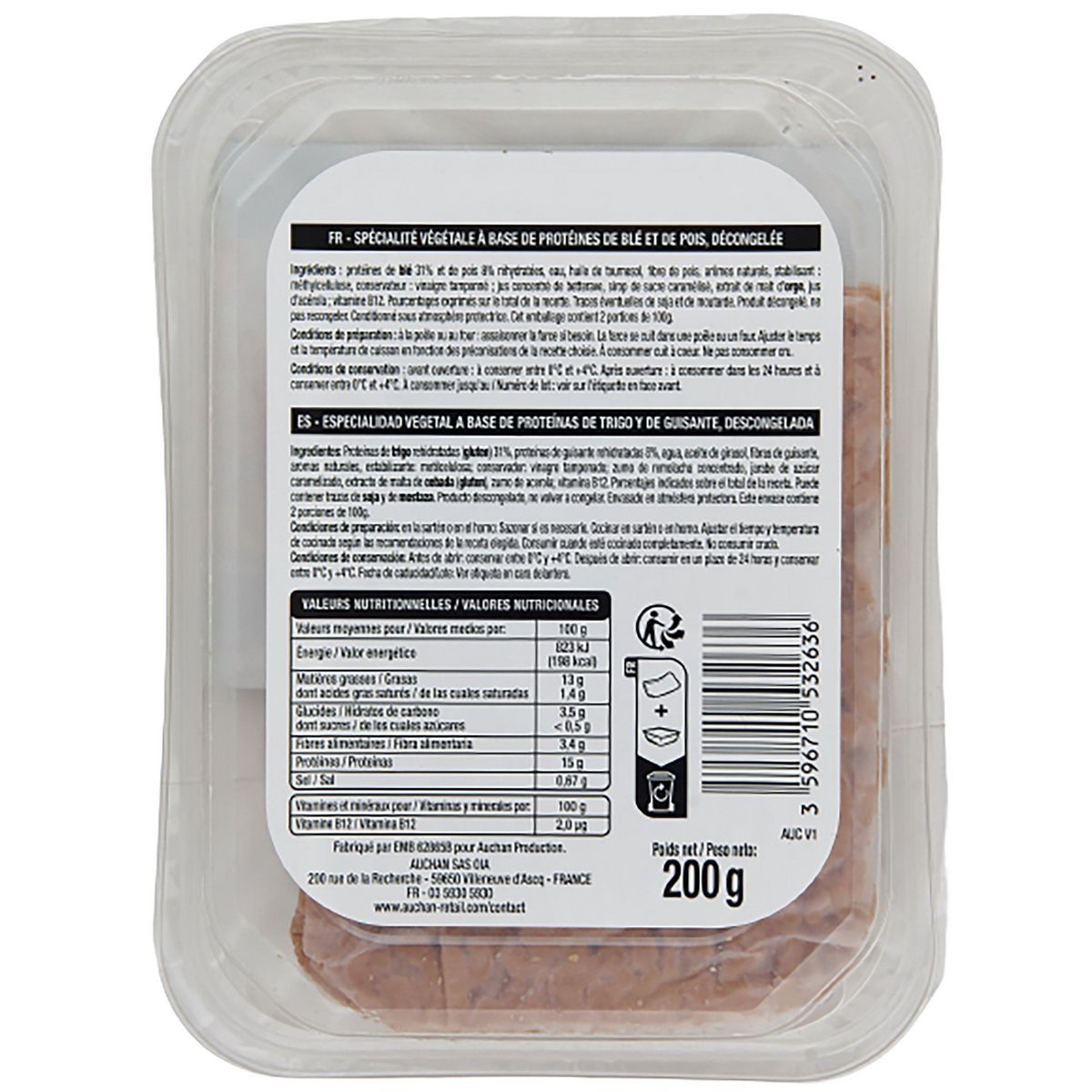 AUCHAN VERY VEGGIE Farce végétale 200g