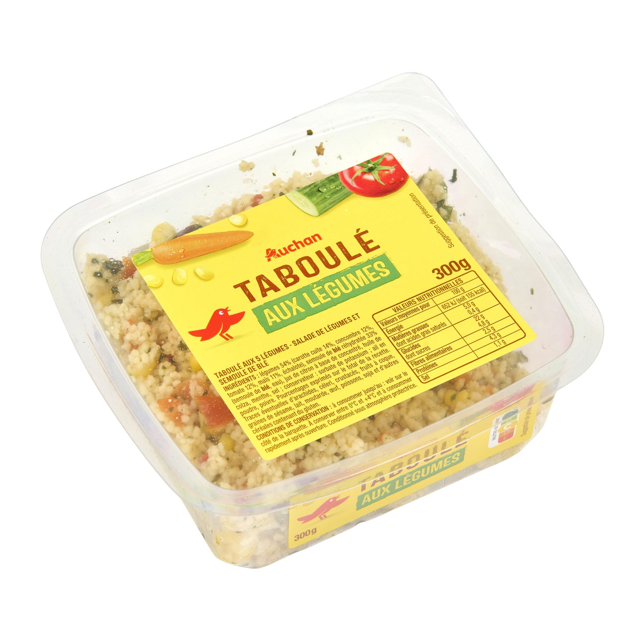 Voir la diapositive 2 : AUCHAN Taboulé aux légumes 300g