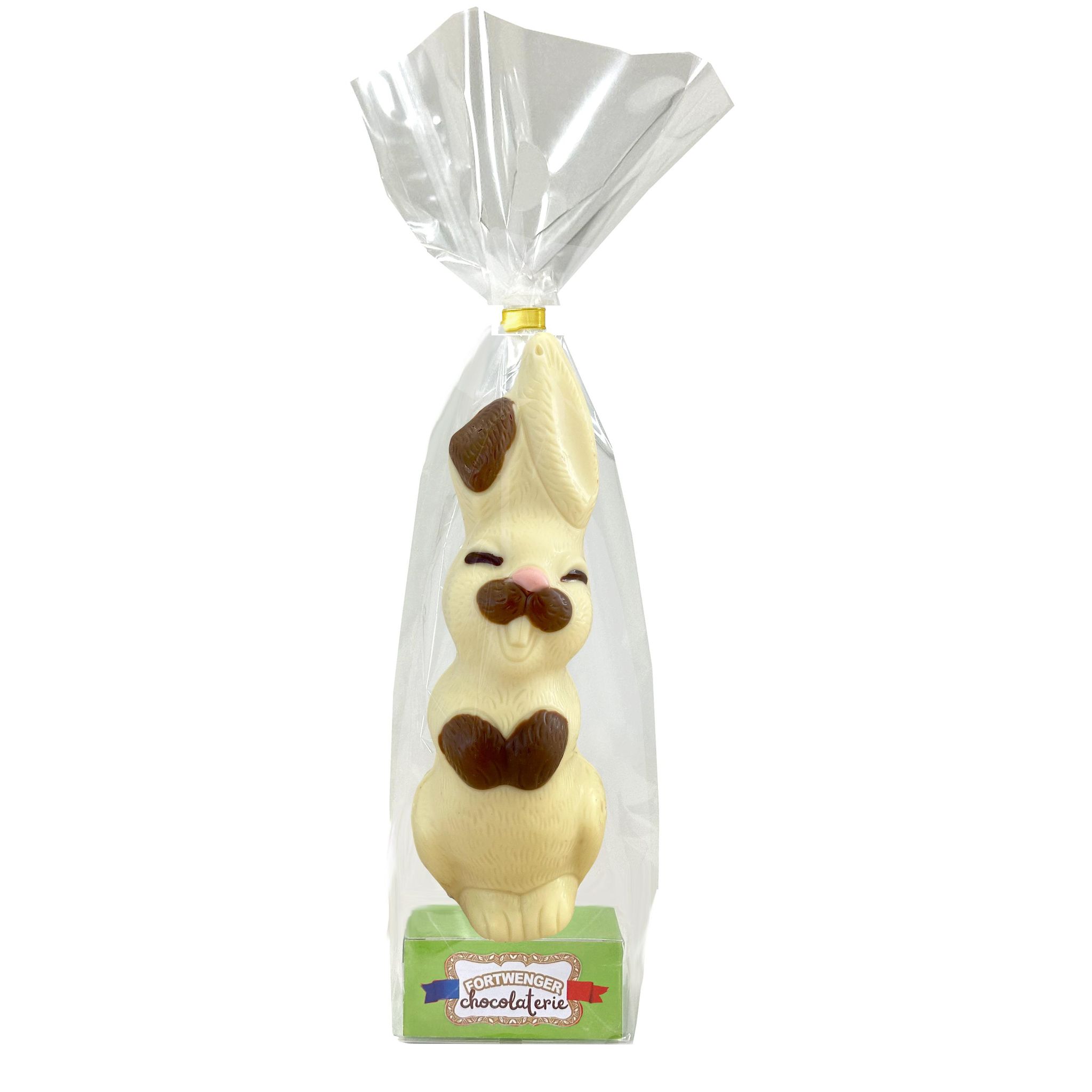 FORTWENGER Lapin souriant au chocolat blanc décoré 100g