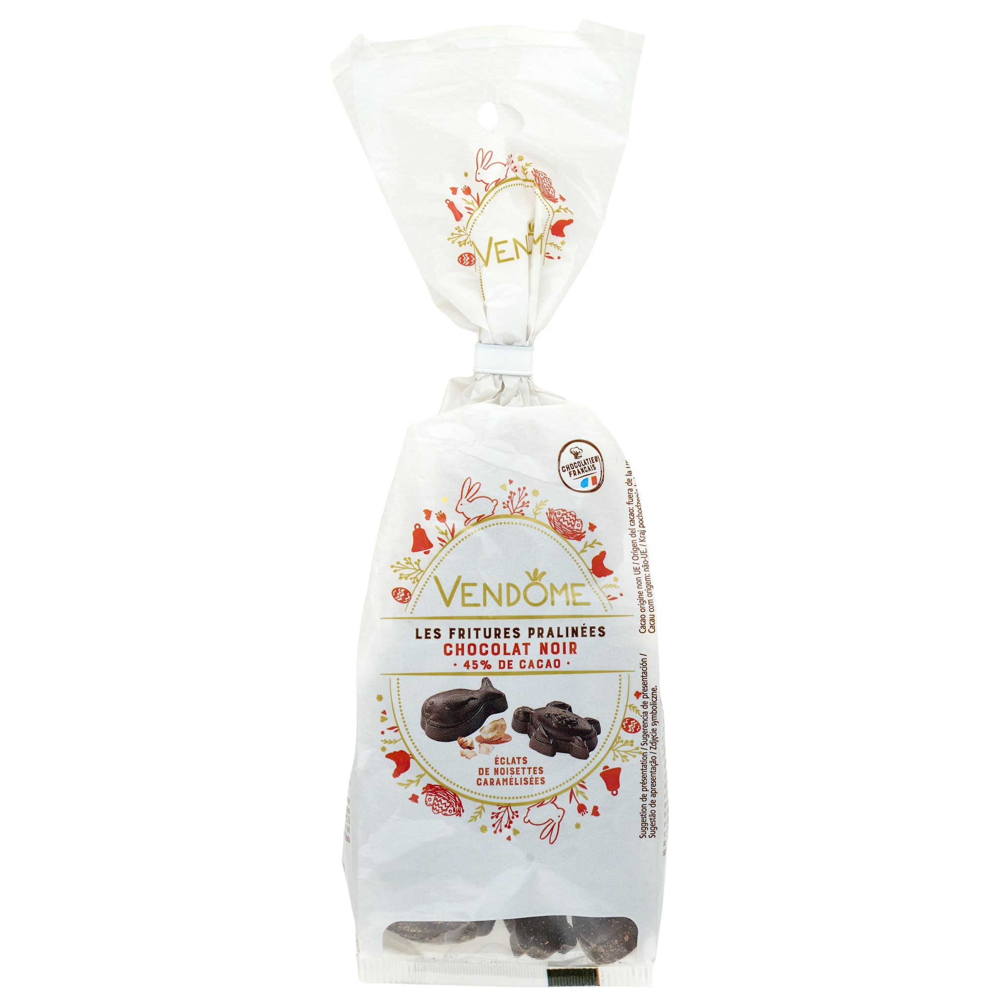 VENDOME Bonbons chocolat noir fourré au praliné éclats de noisettes caramélisées 200g