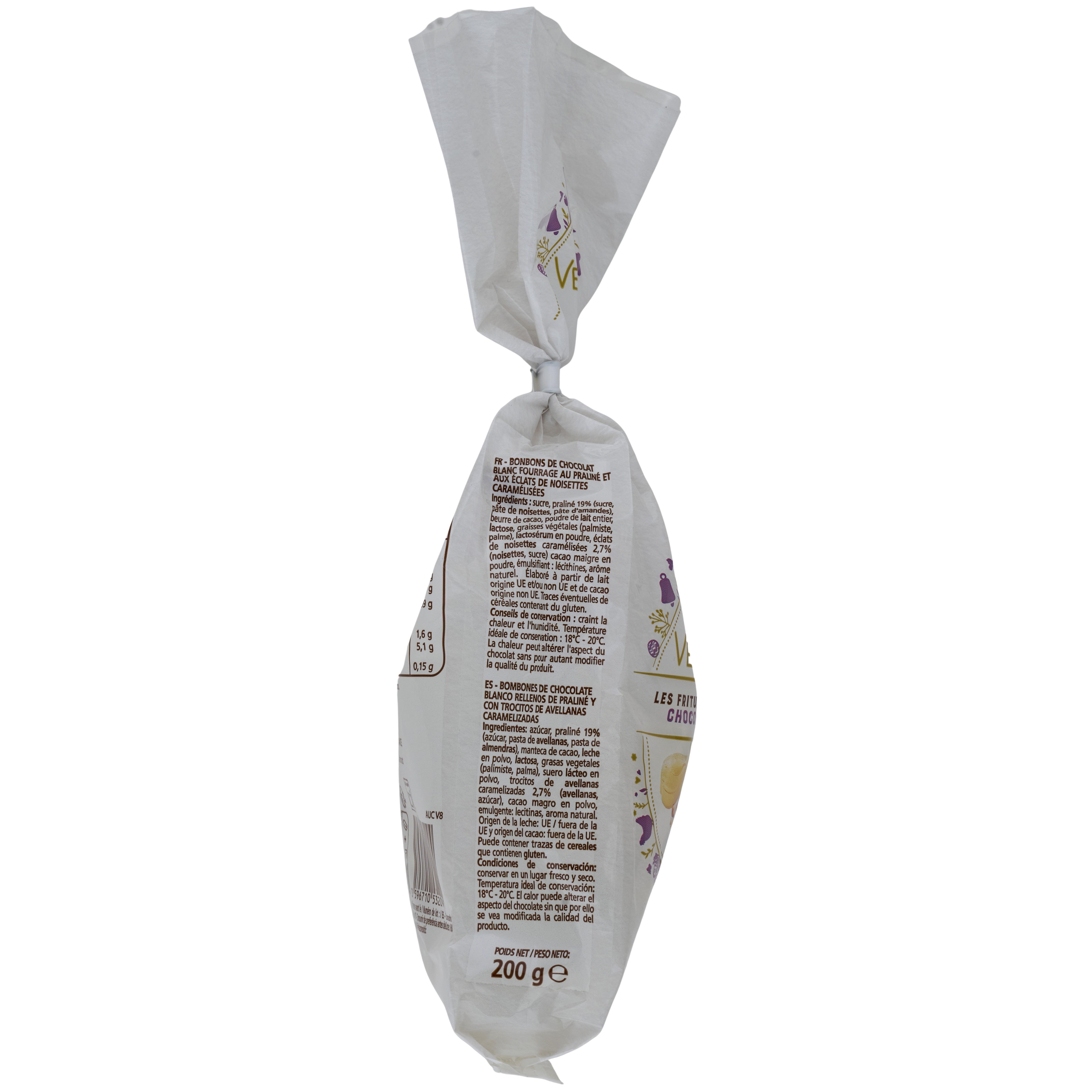 Voir la diapositive 3 : VENDOME Fritures pralinées chocolat blanc éclats de noisettes caramélisées 200g