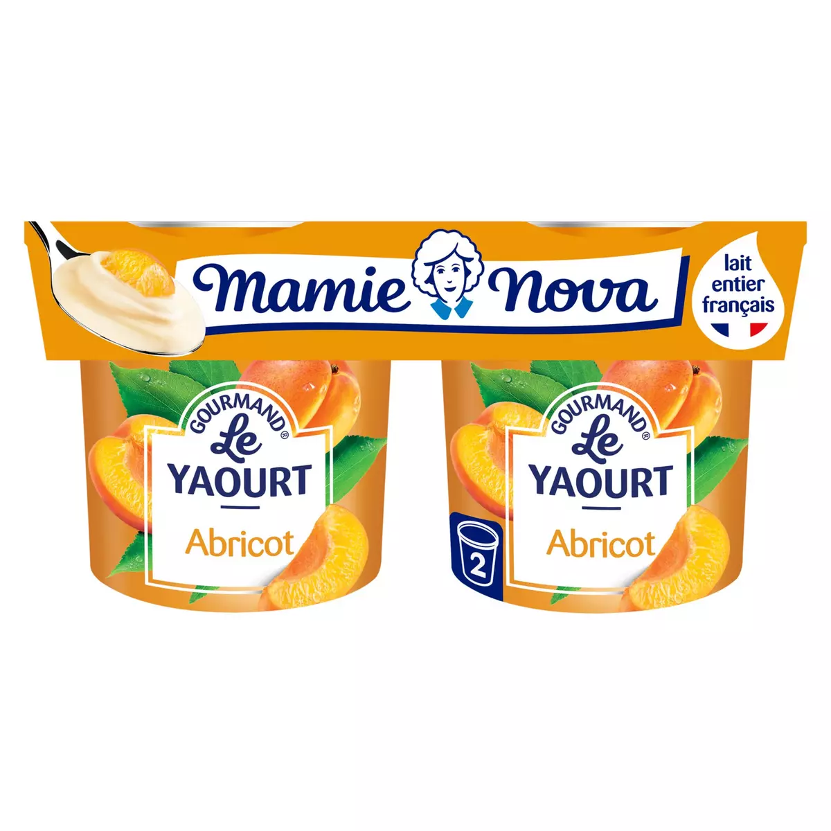 MAMIE NOVA Yaourt gourmand aux abricots avec morceaux 2x150g