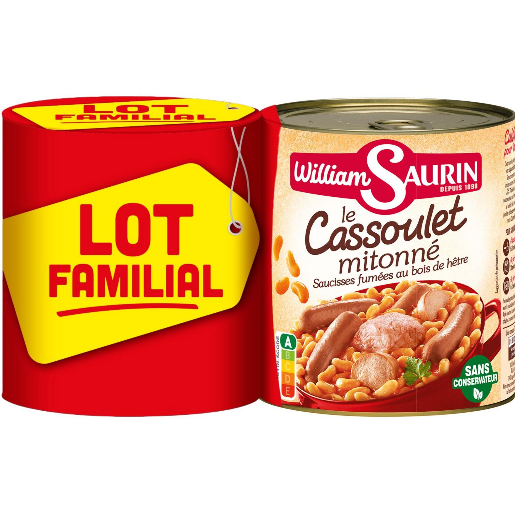 WILLIAM SAURIN Cassoulet mitonné sans conservateur Lot de 2 2x840g pas cher Auchan.fr