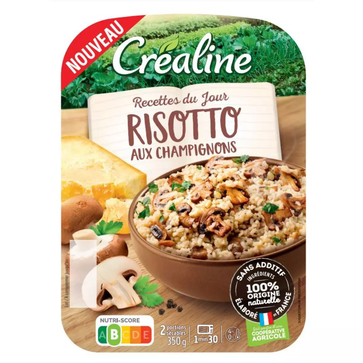 CREALINE Risotto aux champignons cuisson rapide 2 portions 2x175g