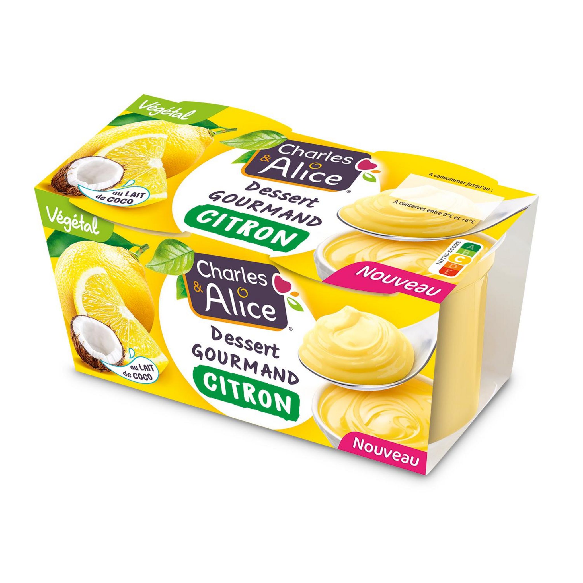 CHARLES & ALICE Dessert au lait de coco gourmand au citron 2x110g