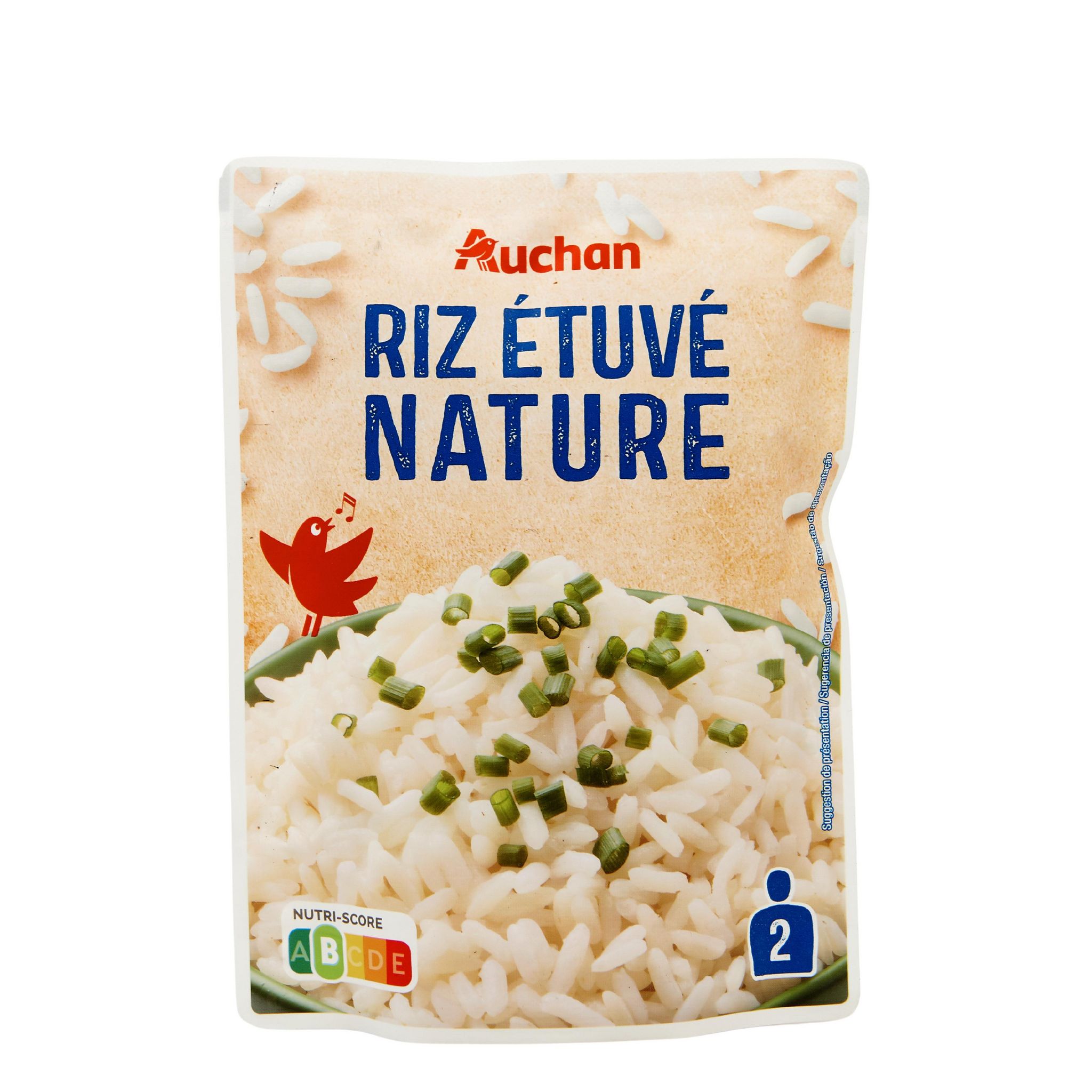 Voir la diapositive 2 : AUCHAN Riz étuvé nature sachet express 2 portions 250g