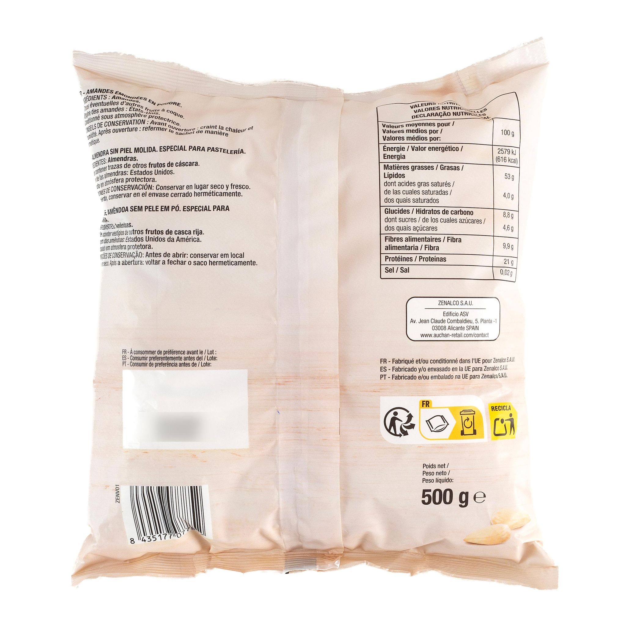 Voir la diapositive 2 : AUCHAN Amandes en poudre 500g