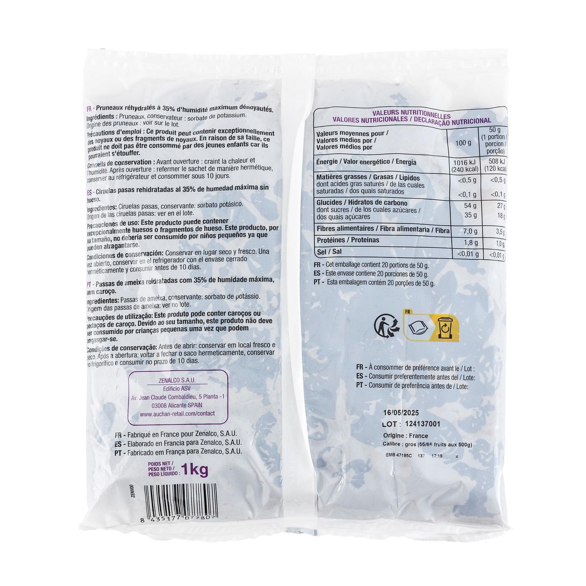 POUCE Pruneaux dénoyautés 1kg