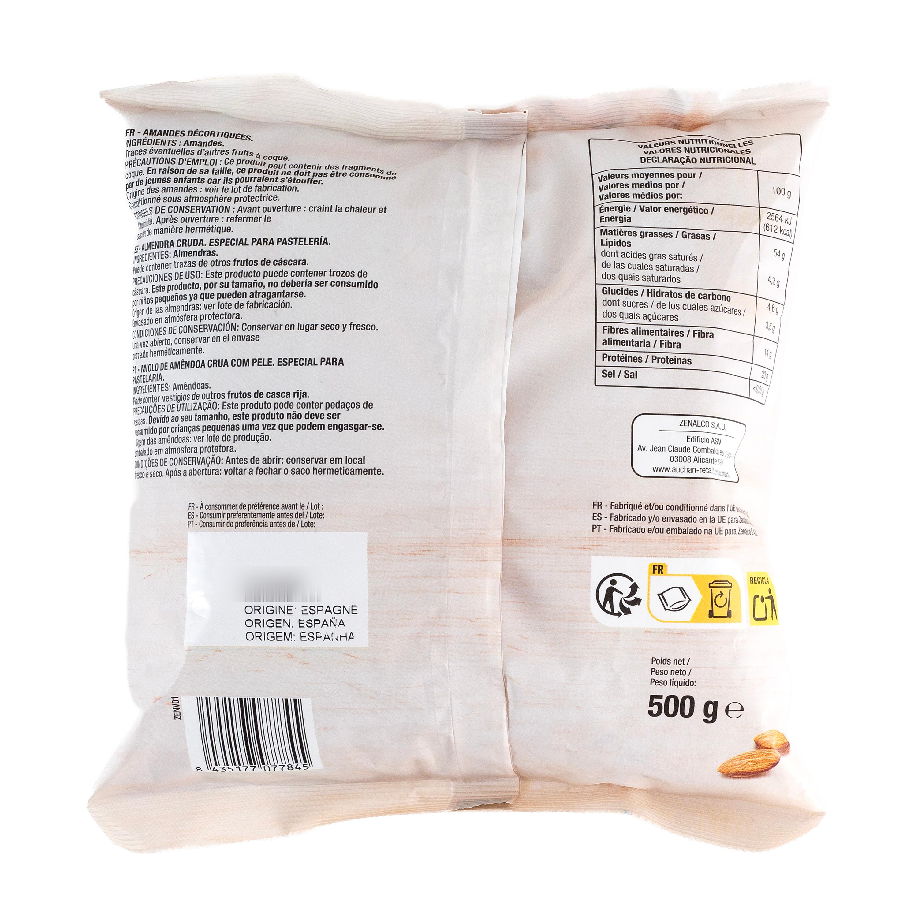 Voir la diapositive 2 : AUCHAN Amandes décortiquées spécial pâtisserie 500g