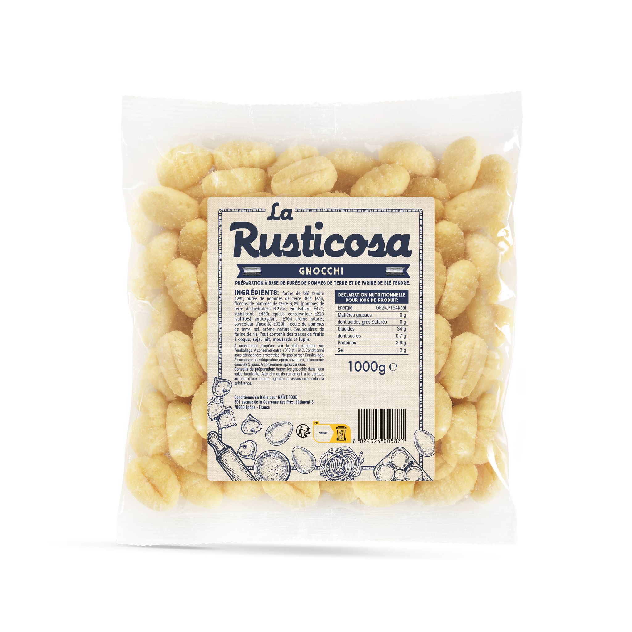 LA RUSTICOSA Gnocchi 6/8 parts 1kg