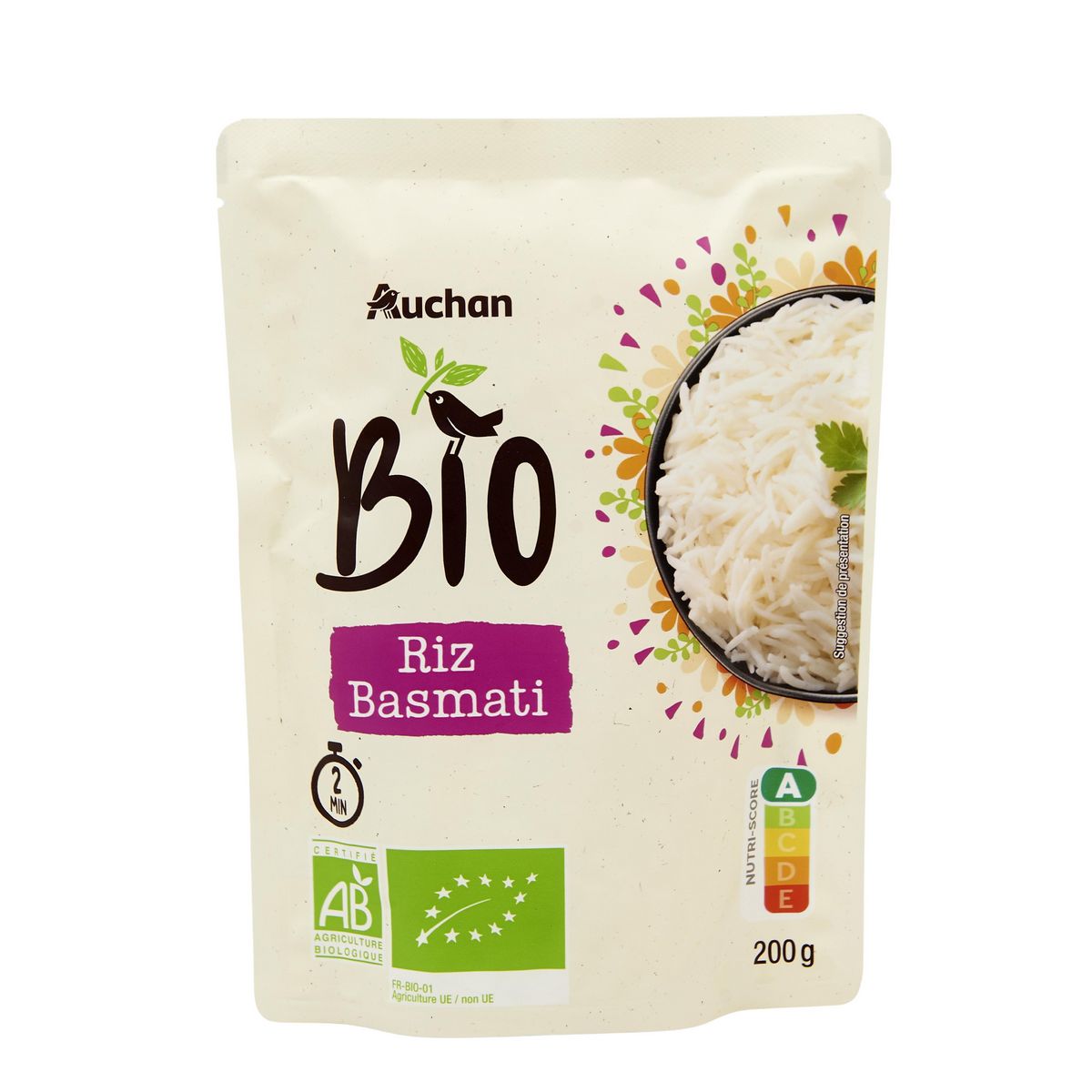 AUCHAN BIO Riz basmati sachet express 200g