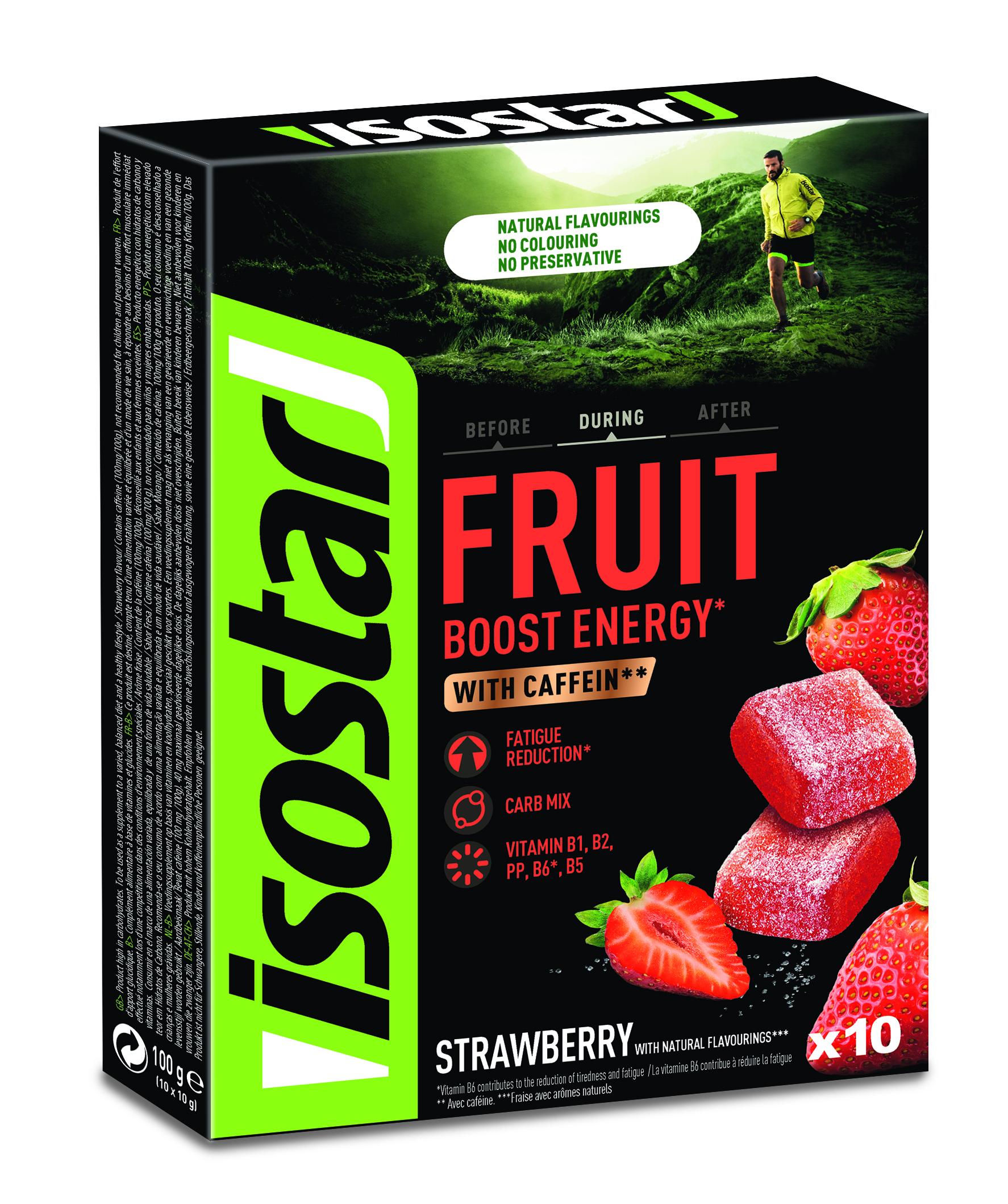 ISOSTAR Pâte de fruits Boost Energy avec caféine saveur fraise 10 carrés 100g