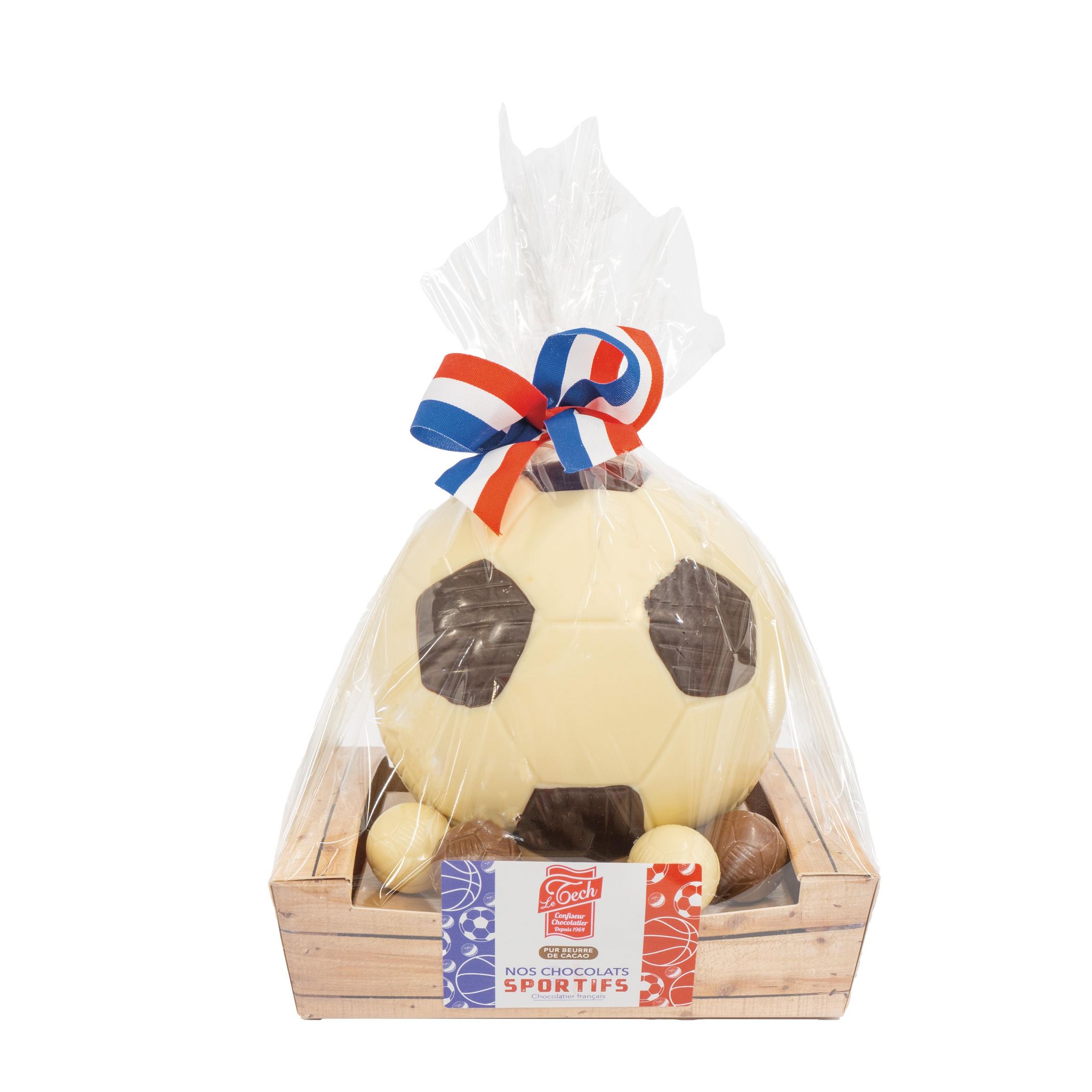 LE TECH Corbeille foot de chocolat blanc décoré de chocolat noir 270g