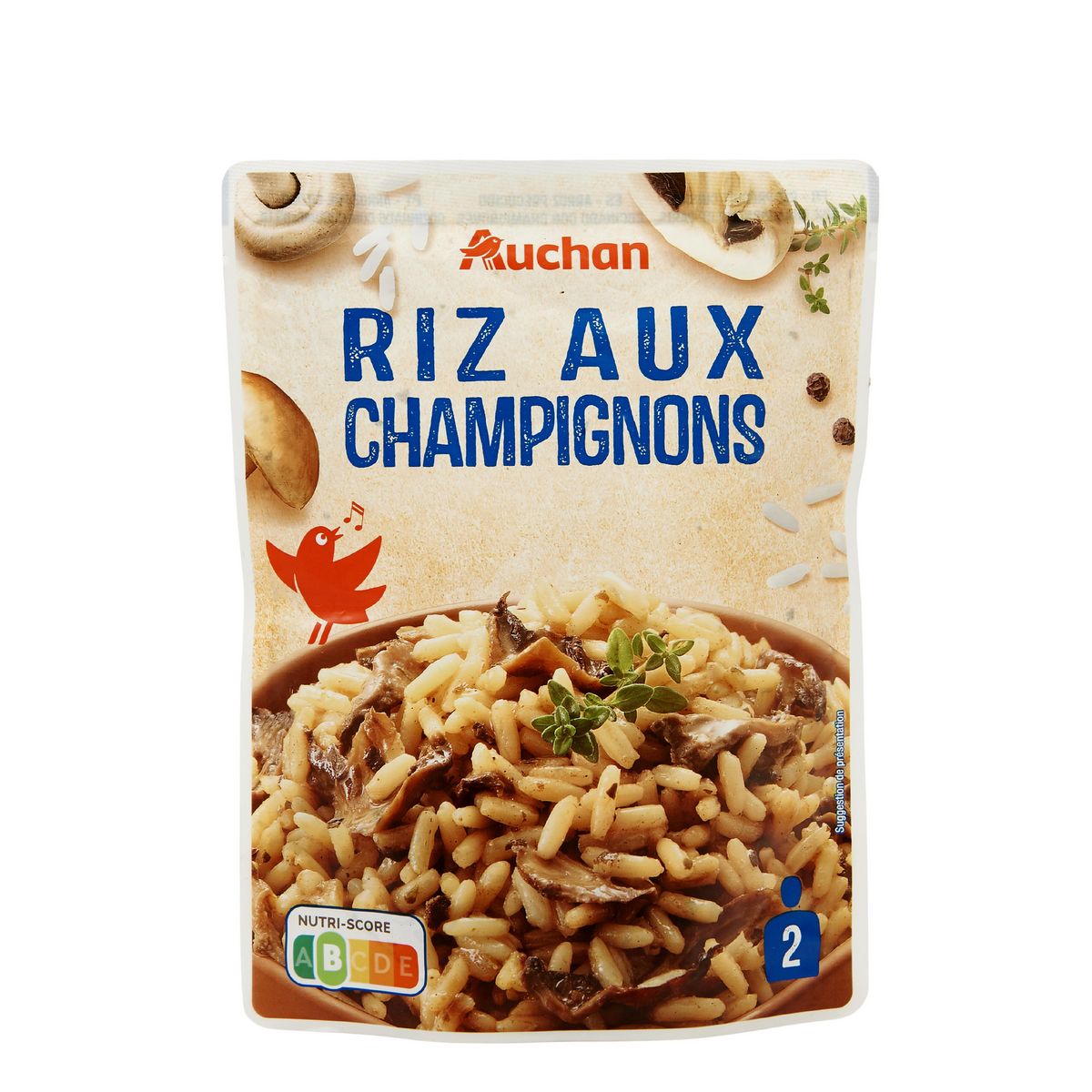 AUCHAN Riz au champignons 2 portions 250g