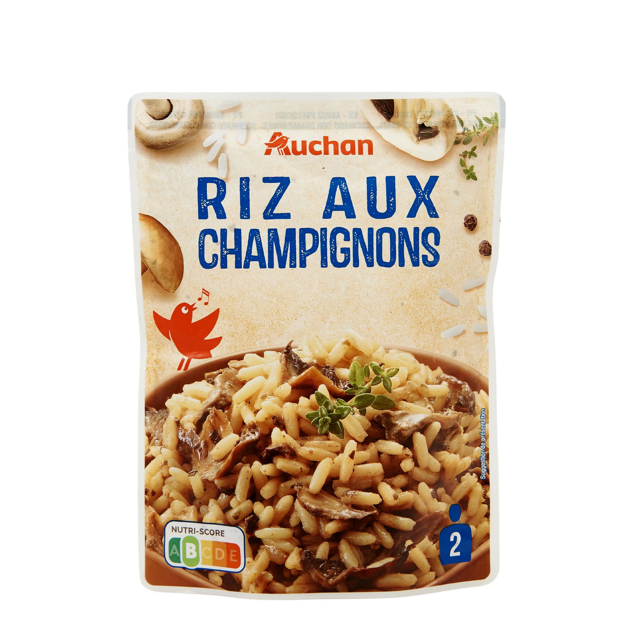 Voir la diapositive 2 : AUCHAN Riz au champignons 2 portions 250g