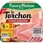 FLEURY MICHON Jambon cuit au torchon cuisiné au bouillon sans nitrite 6+3 offerts 315g