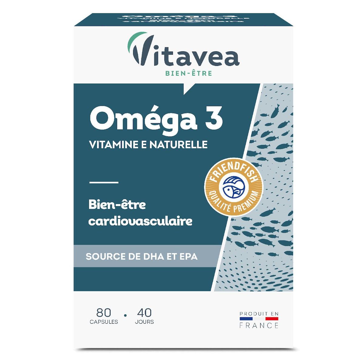 VITAVEA Complément alimentaire bien-être cardiovasculaire Oméga 3 et Vitamine E 80 gélules 45g
