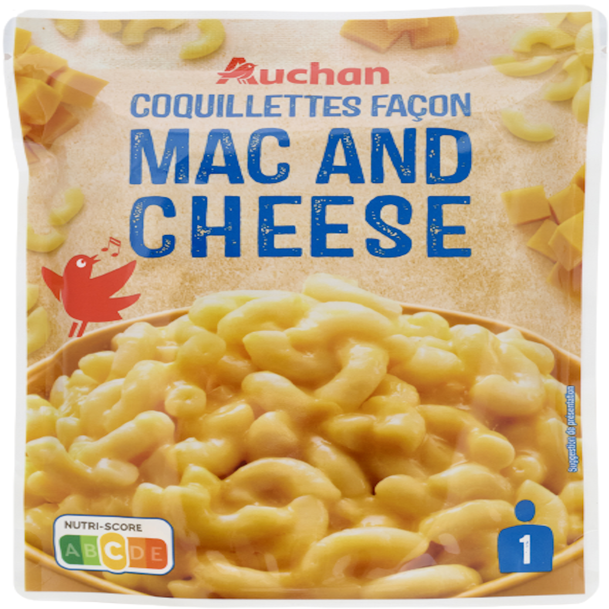 AUCHAN Coquillettes façon mac and cheese sachet express 1 portion 200g