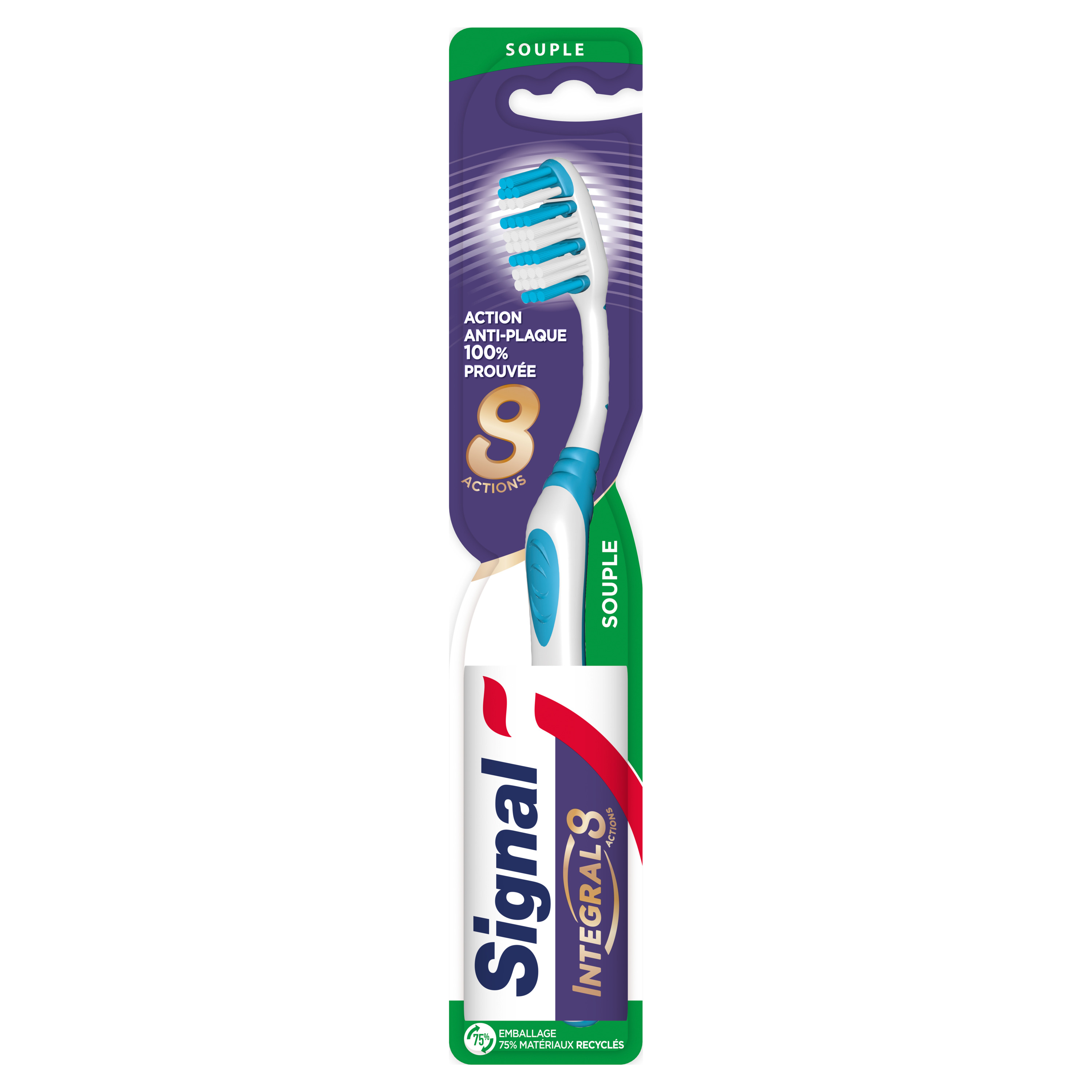 Voir la diapositive 2 : SIGNAL Integral 8 brosse à dents souple 1 brosse
