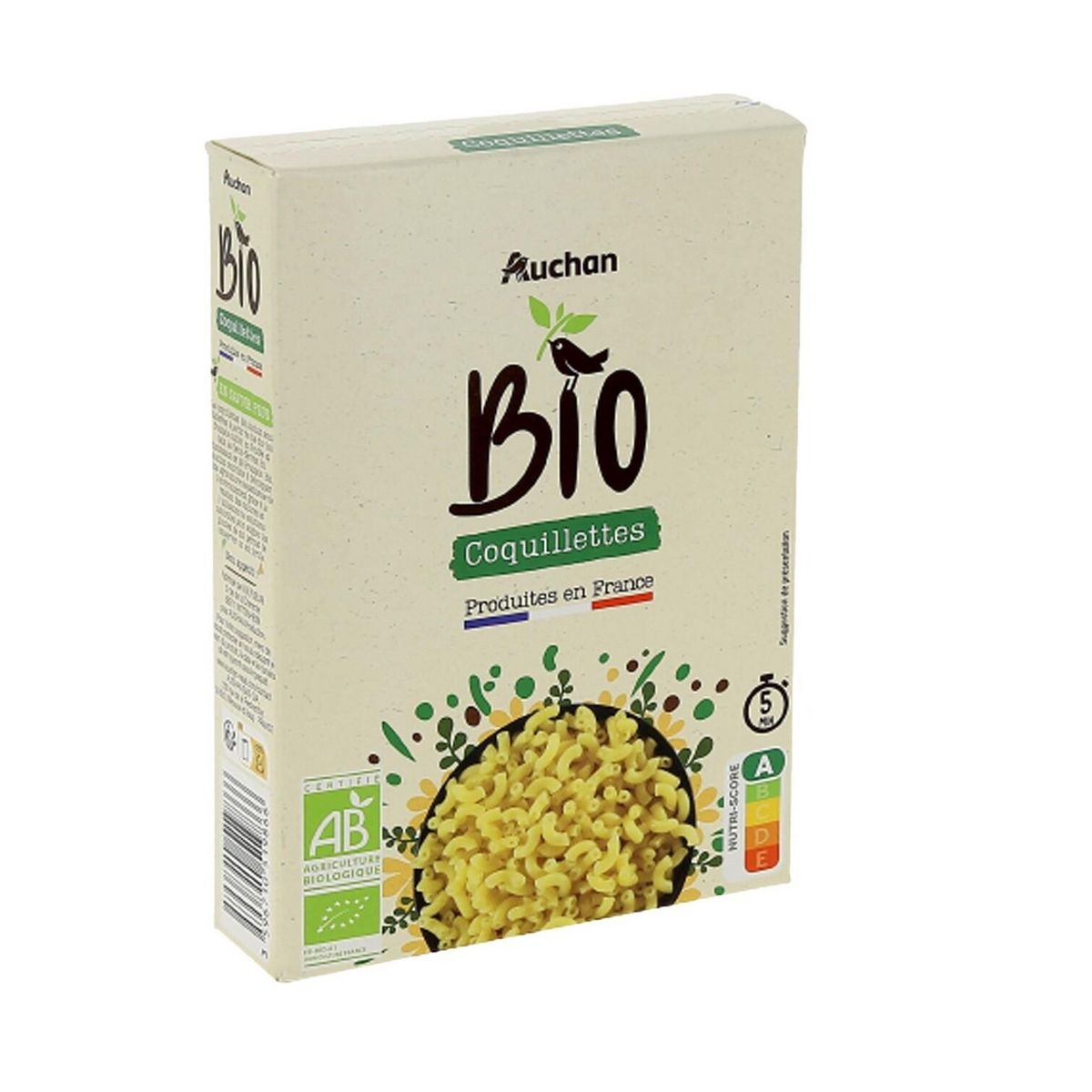 AUCHAN BIO CULTIVONS LE BON Pâtes coquillettes 400g