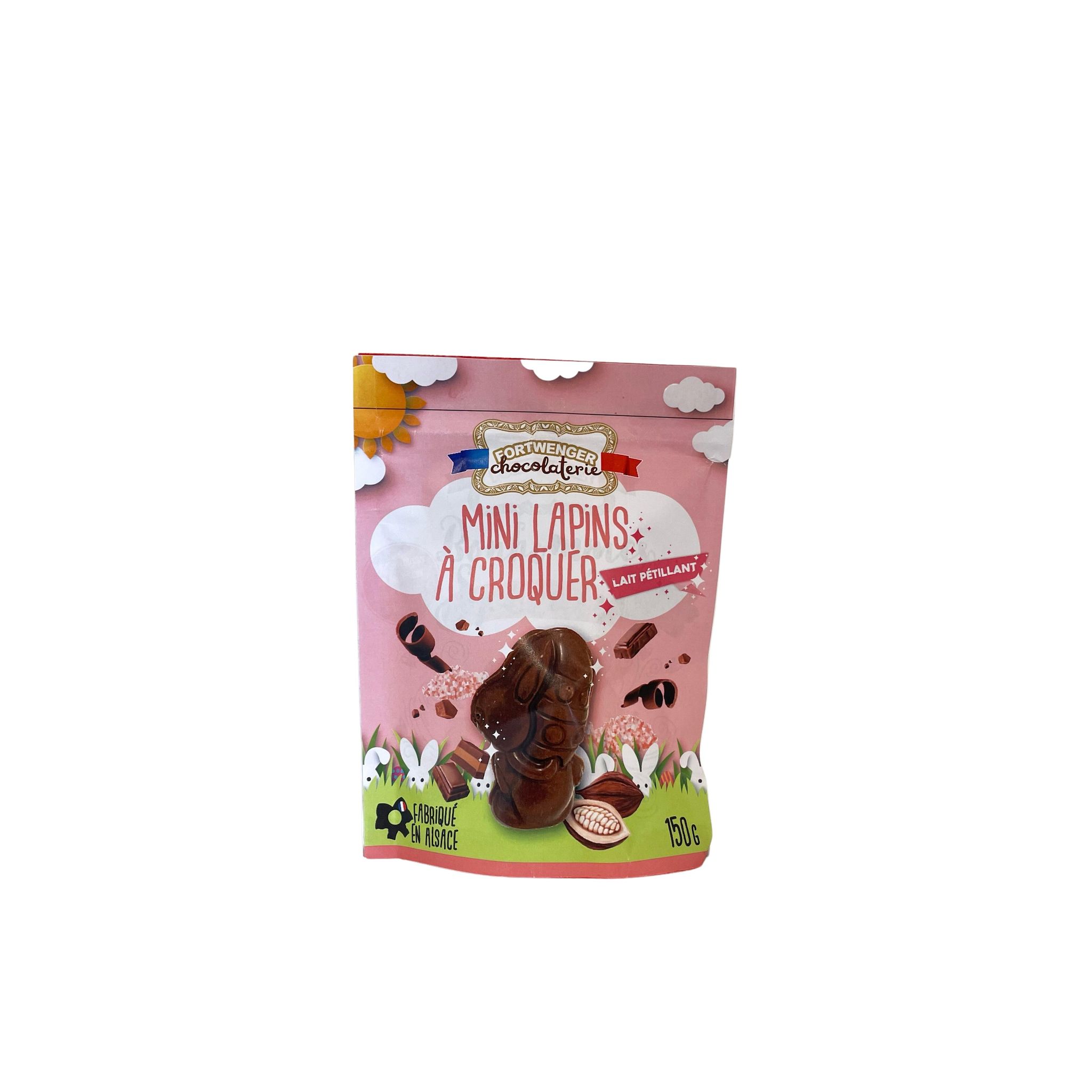 FORTWENGER Mini lapins à croquer au chocolat au lait pétillant 150g