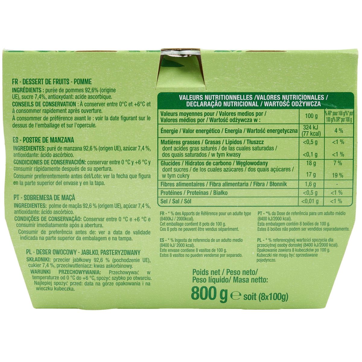 AUCHAN Spécialité pomme 8x100g