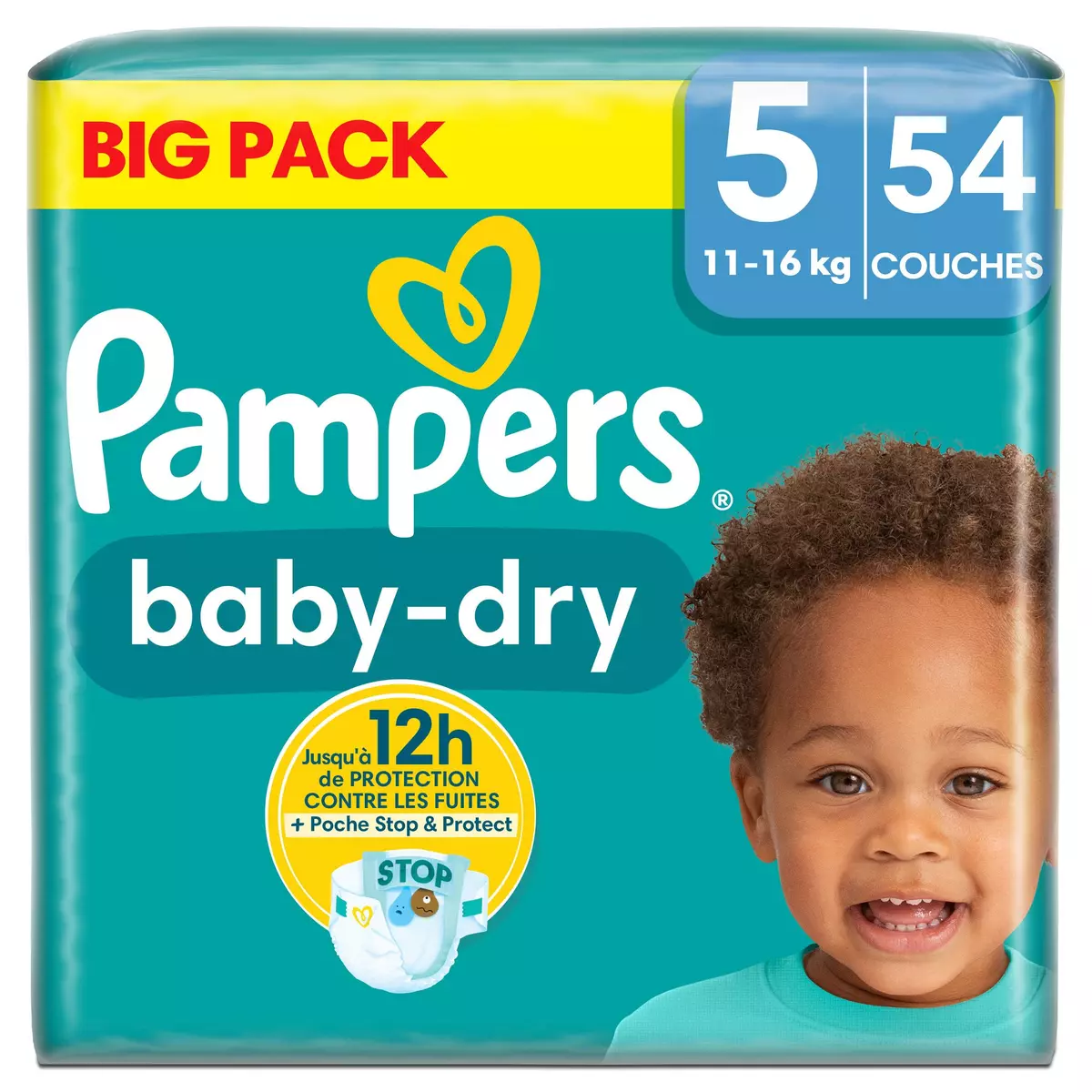 PAMPERS Baby-dry couches taille 5 (11-16kg) 54 couches