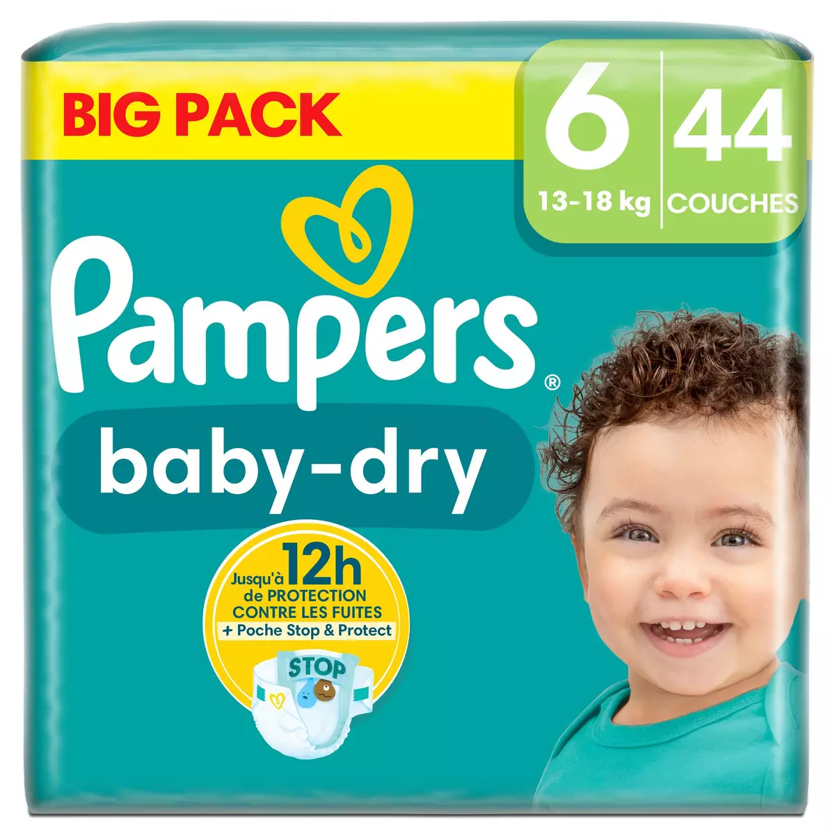 PAMPERS Baby-dry couches taille 6 (13-18kg) 44 couches