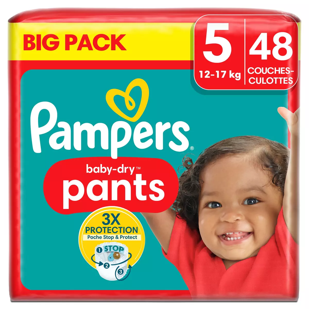 PAMPERS Baby-dry pants couche culottes taille 5 (12-17kg) 48 couches