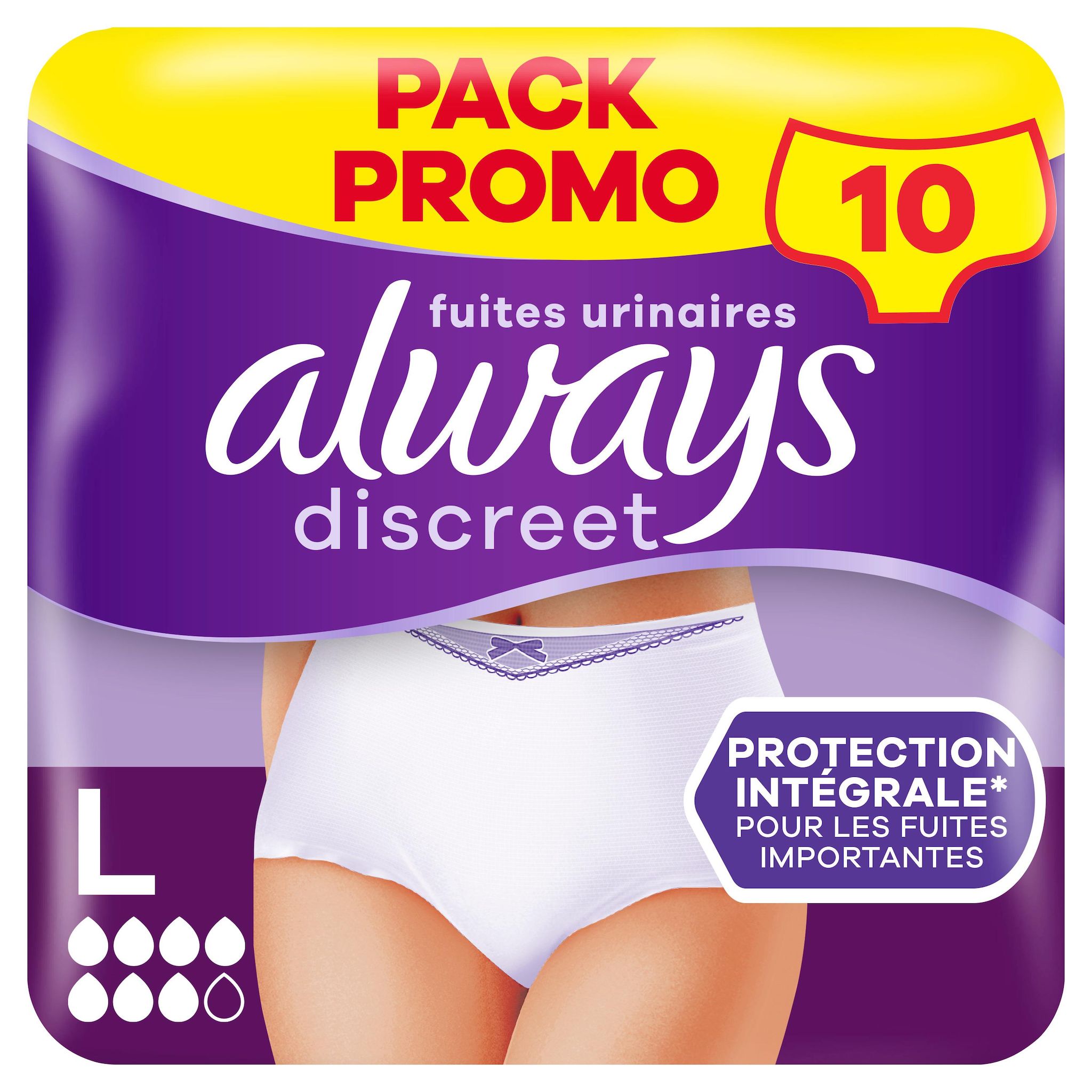 ALWAYS Discreet Culottes pour fuites urinaires taille L 10 culottes