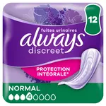 ALWAYS Discreet serviettes hygiéniques protection intégrale normal pour fuites urinaires 12 serviettes