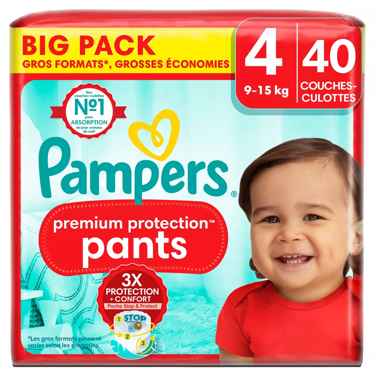 PAMPERS Premium protection pants couches culottes taille 4 (9-15 kg) 40 couches