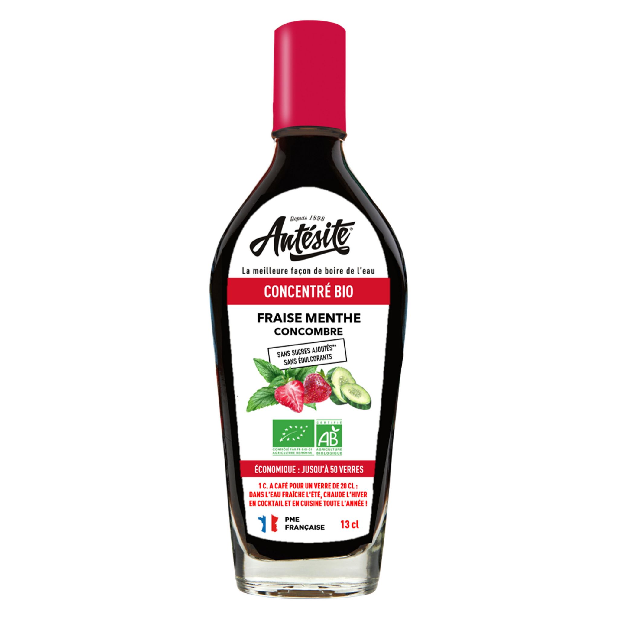 ANTESITE Sirop concentré de fraise menthe et concombre bio 13cl