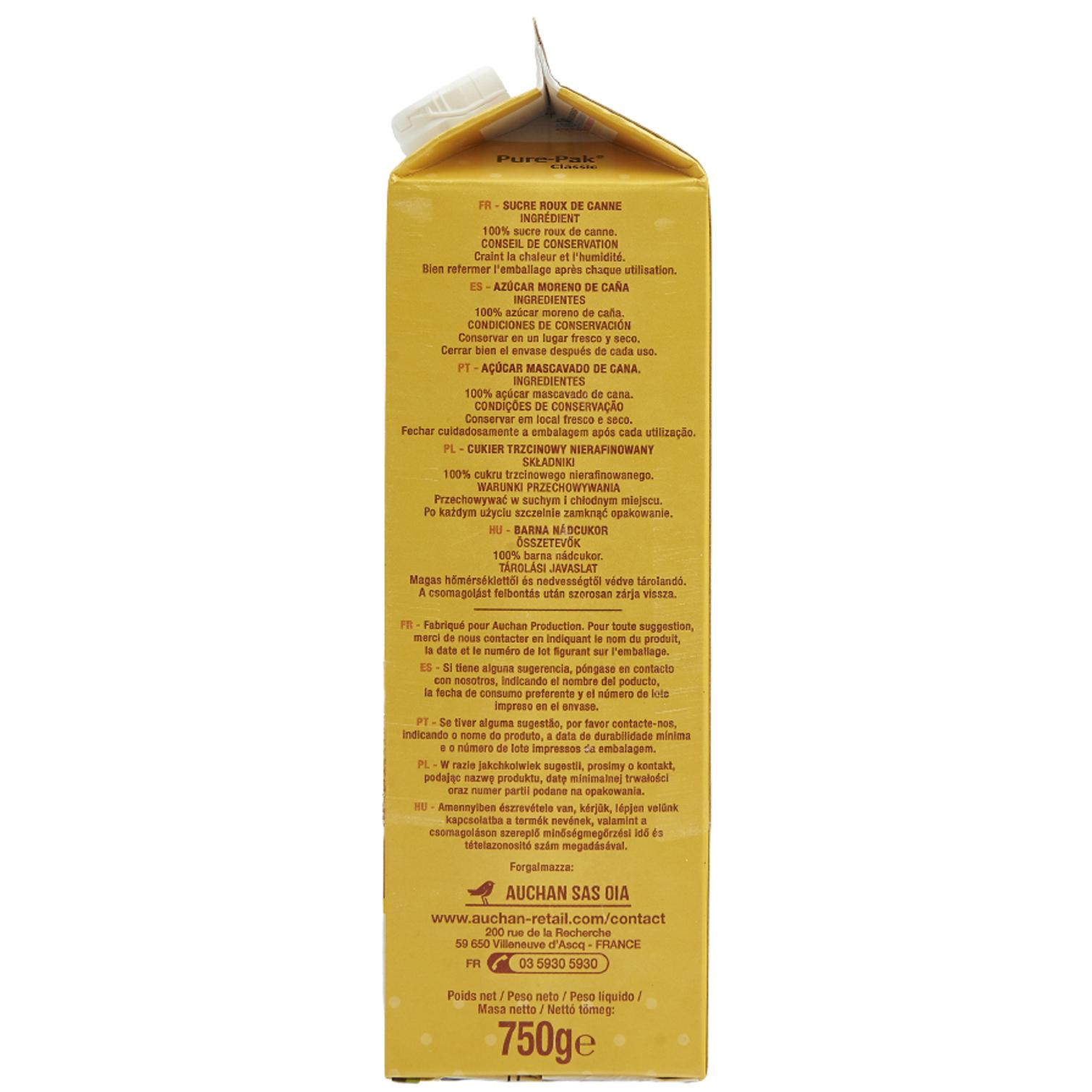 Voir la diapositive 2 : AUCHAN Sucre roux pure canne cassonade 750g