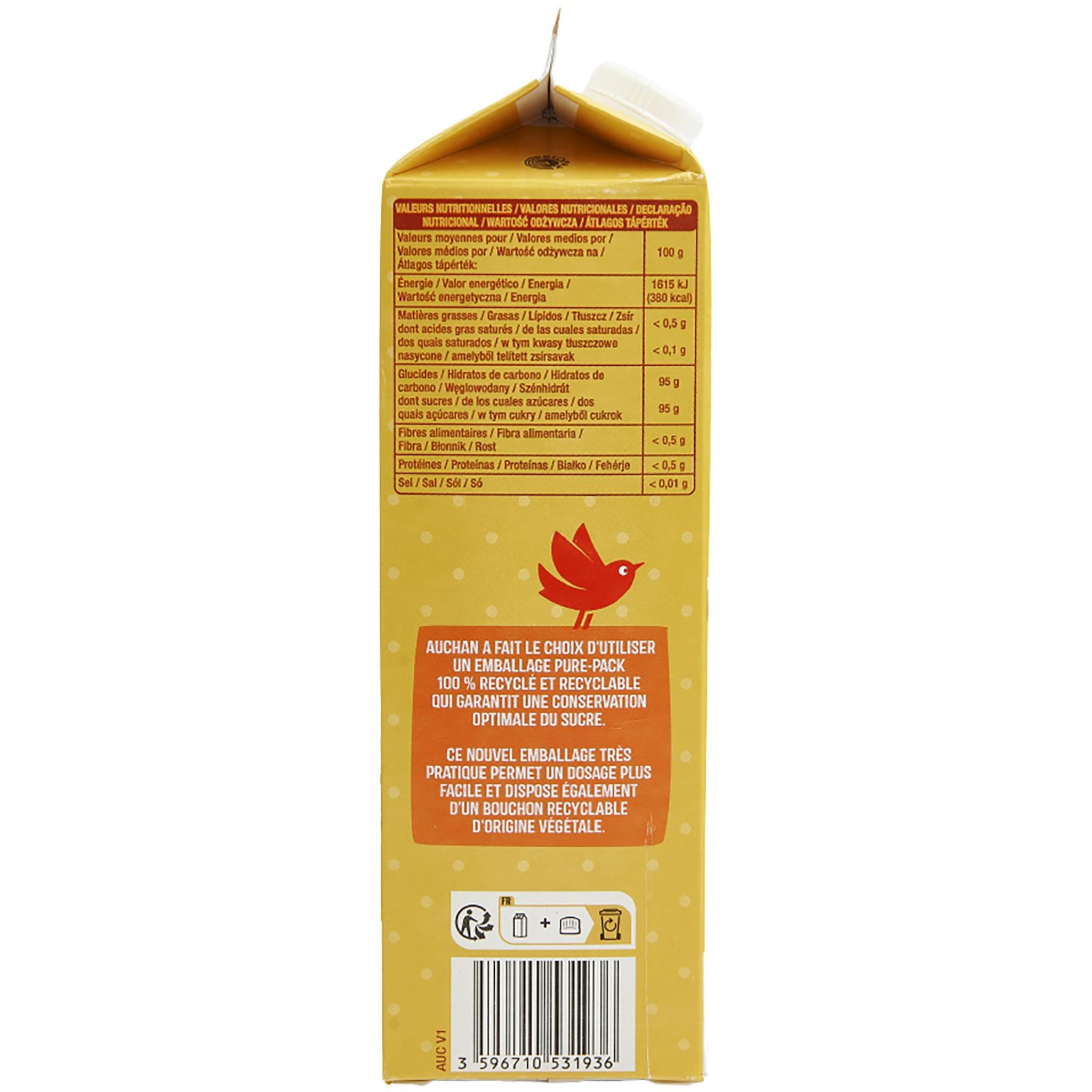 Voir la diapositive 4 : AUCHAN Sucre roux pure canne cassonade 750g