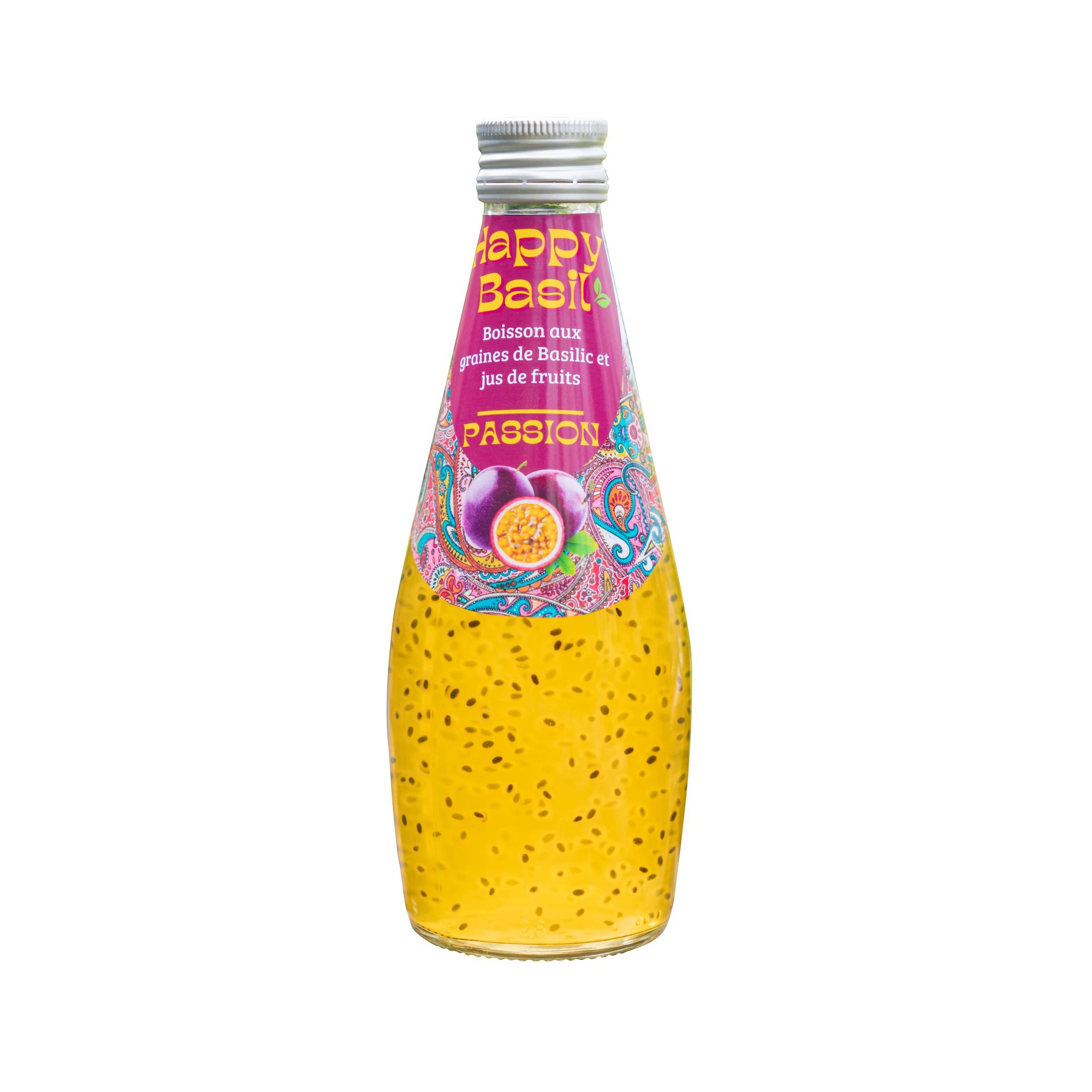 HAPPY BASIL Boisson fruit de la passion aux graines de basilic 29cl