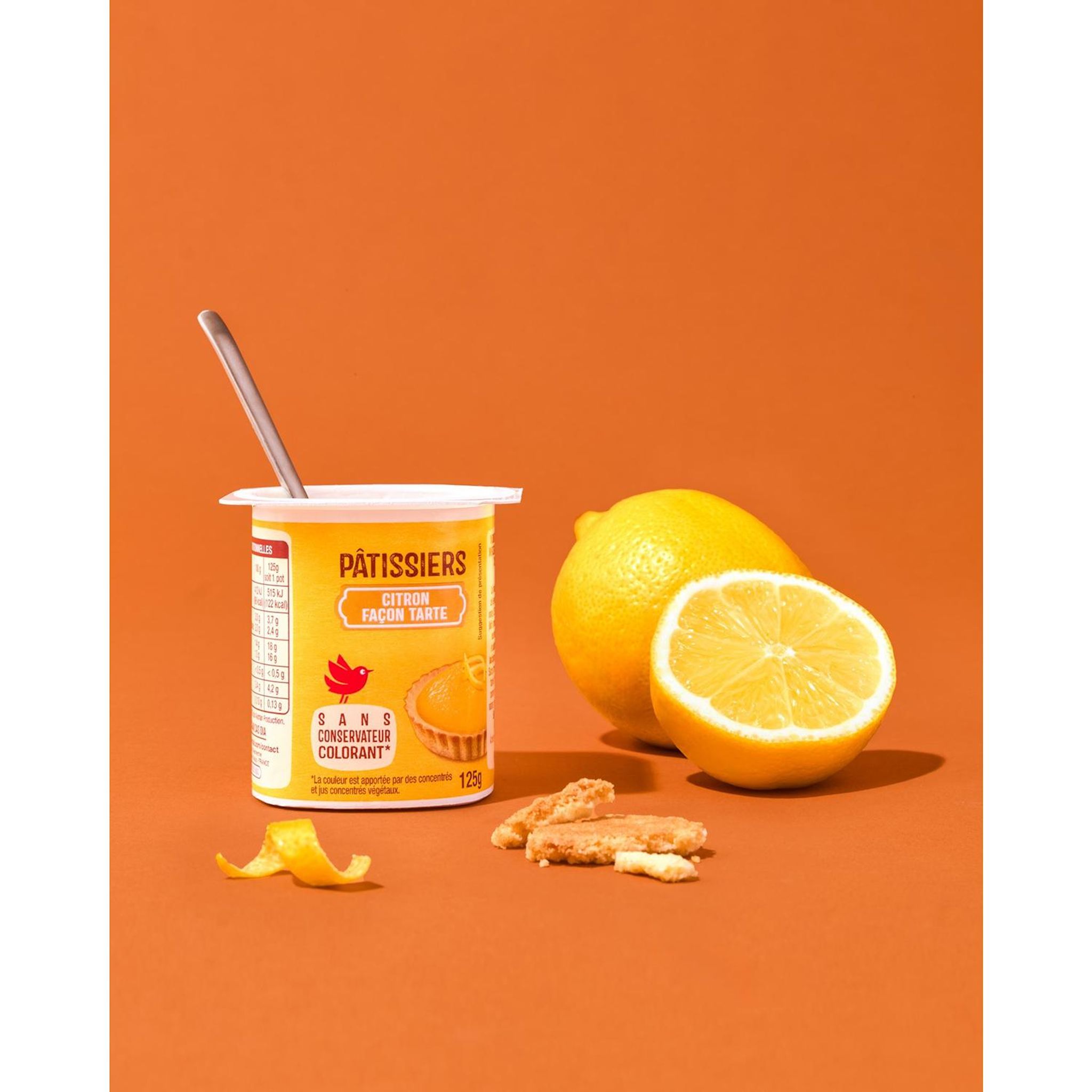 Voir la diapositive 2 : AUCHAN Yaourt pâtissier aux fruits panachés avec morceaux de biscuits 12x125g